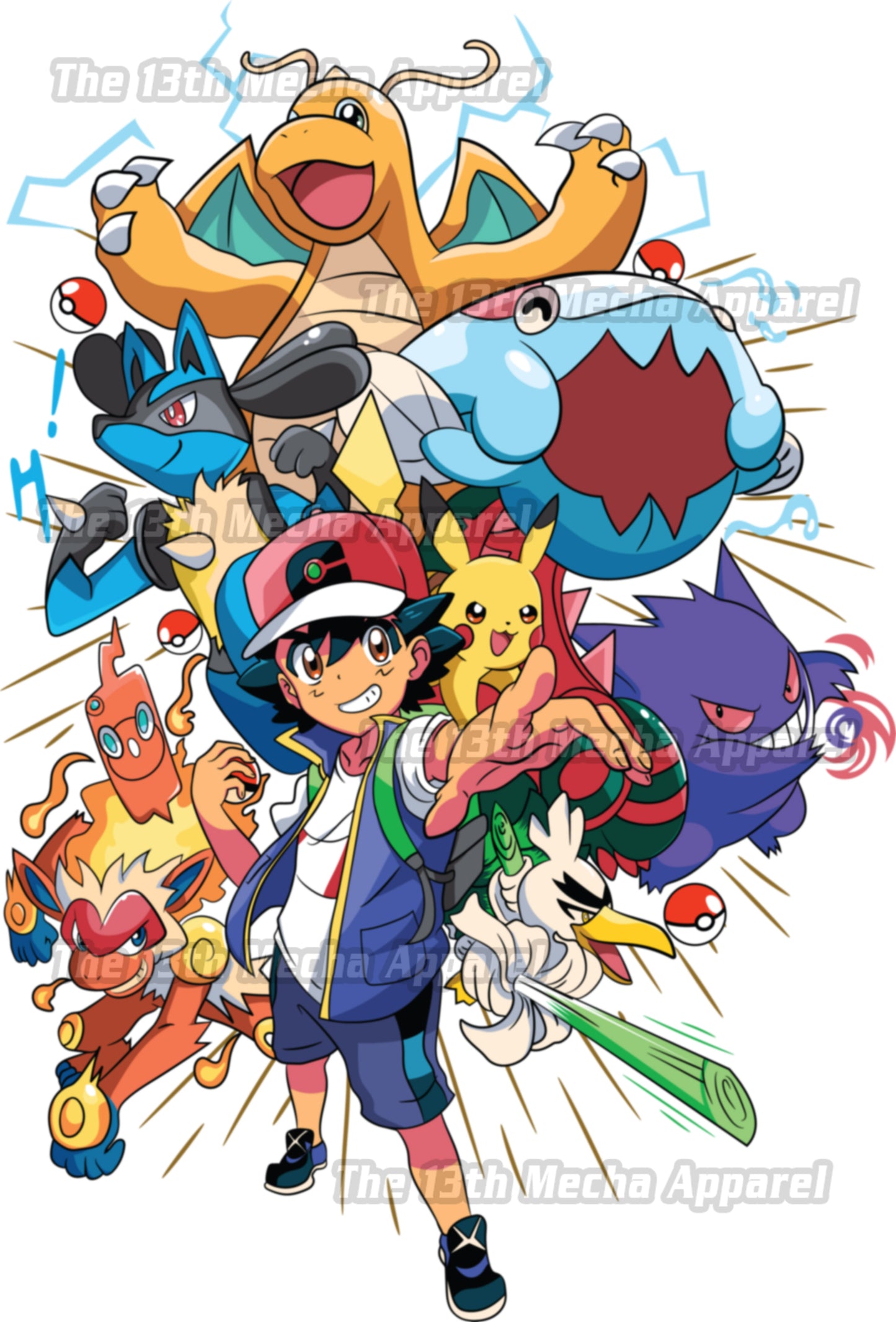 Pokemon - Ash Ketchum 04 Premium Anime Design, High Quality DTF Print, 100% Cotton Shirt