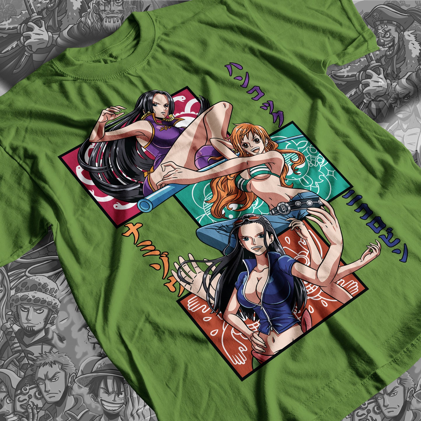One Piece - Boa, Nami and Nico Premium Anime Design, High Quality DTF Print, 100% Cotton Shirt