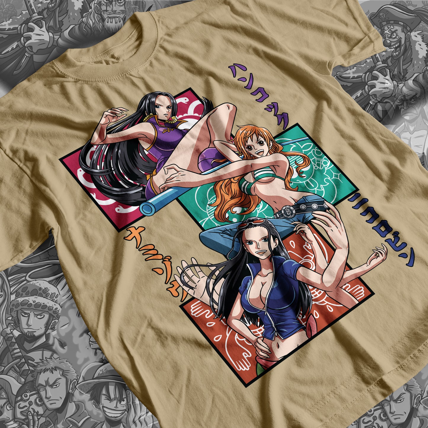 One Piece - Boa, Nami and Nico Premium Anime Design, High Quality DTF Print, 100% Cotton Shirt