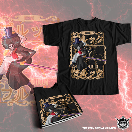 One Piece - Brook 02 Premium Anime Design, High Quality DTF Print, 100% Cotton Shirt