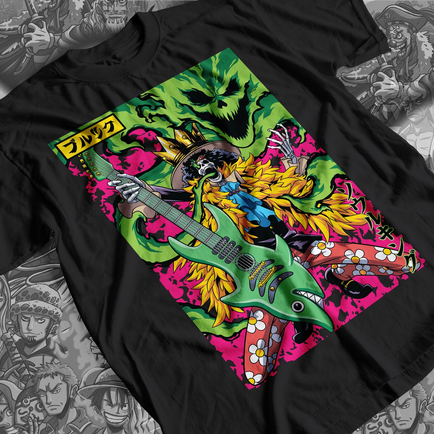 One Piece - Brook 01 Premium Anime Design, High Quality DTF Print, 100% Cotton Shirt