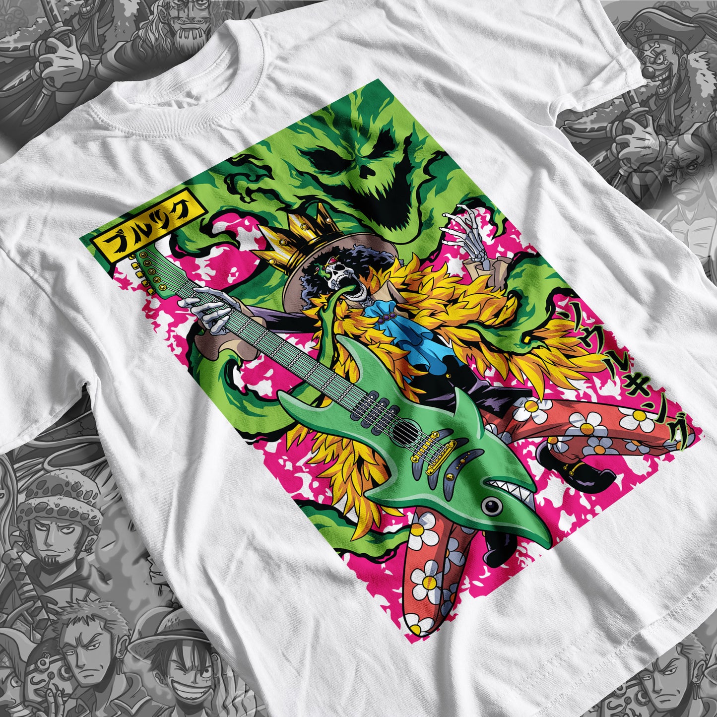One Piece - Brook 01 Premium Anime Design, High Quality DTF Print, 100% Cotton Shirt