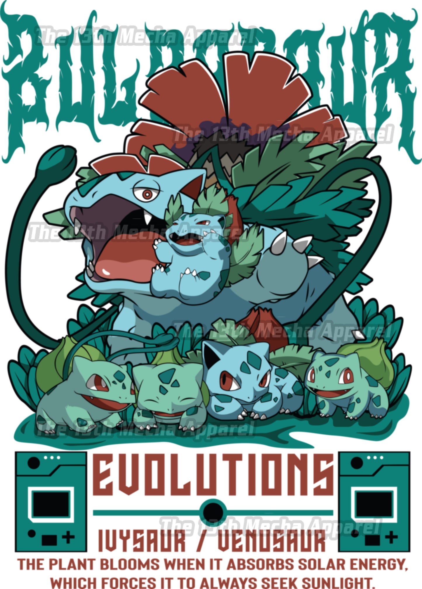 Pokemon - Bulbasaur 01 Premium Anime Design, High Quality DTF Print, 100% Cotton Shirt