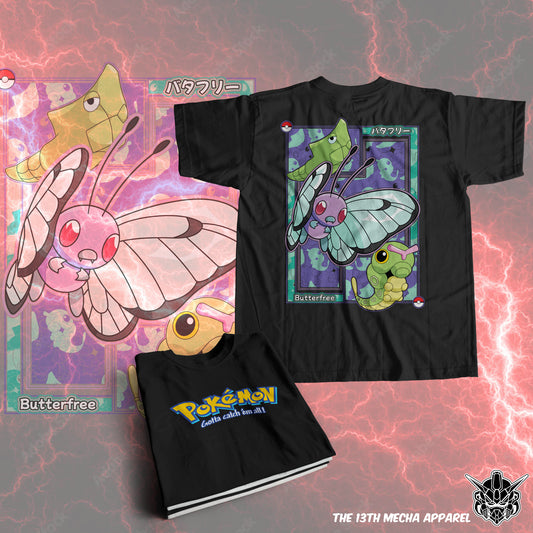 Pokemon - Butterfree 01 Premium Anime Design, High Quality DTF Print, 100% Cotton Shirt