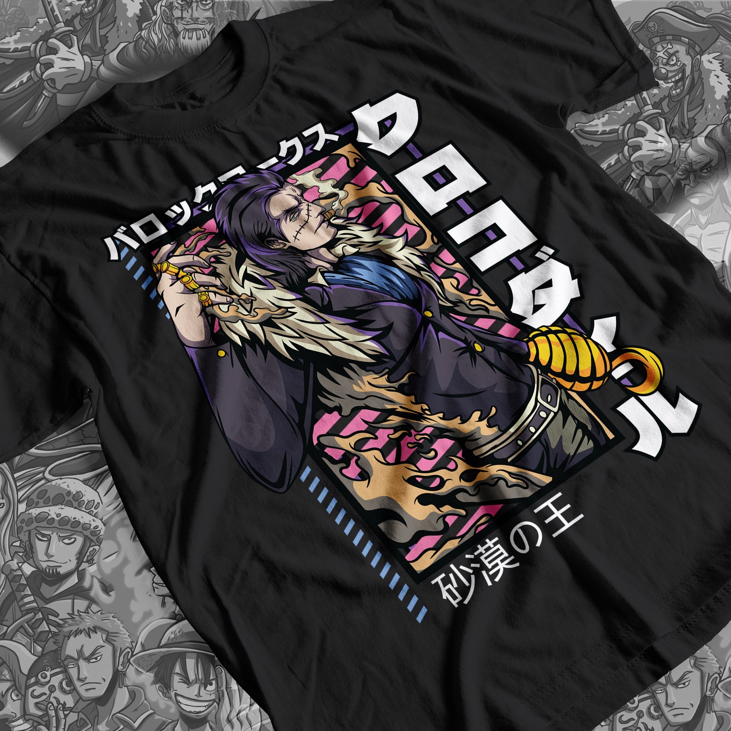 One Piece - Crocodile Premium Anime Design, High Quality DTF Print, 100% Cotton Shirt