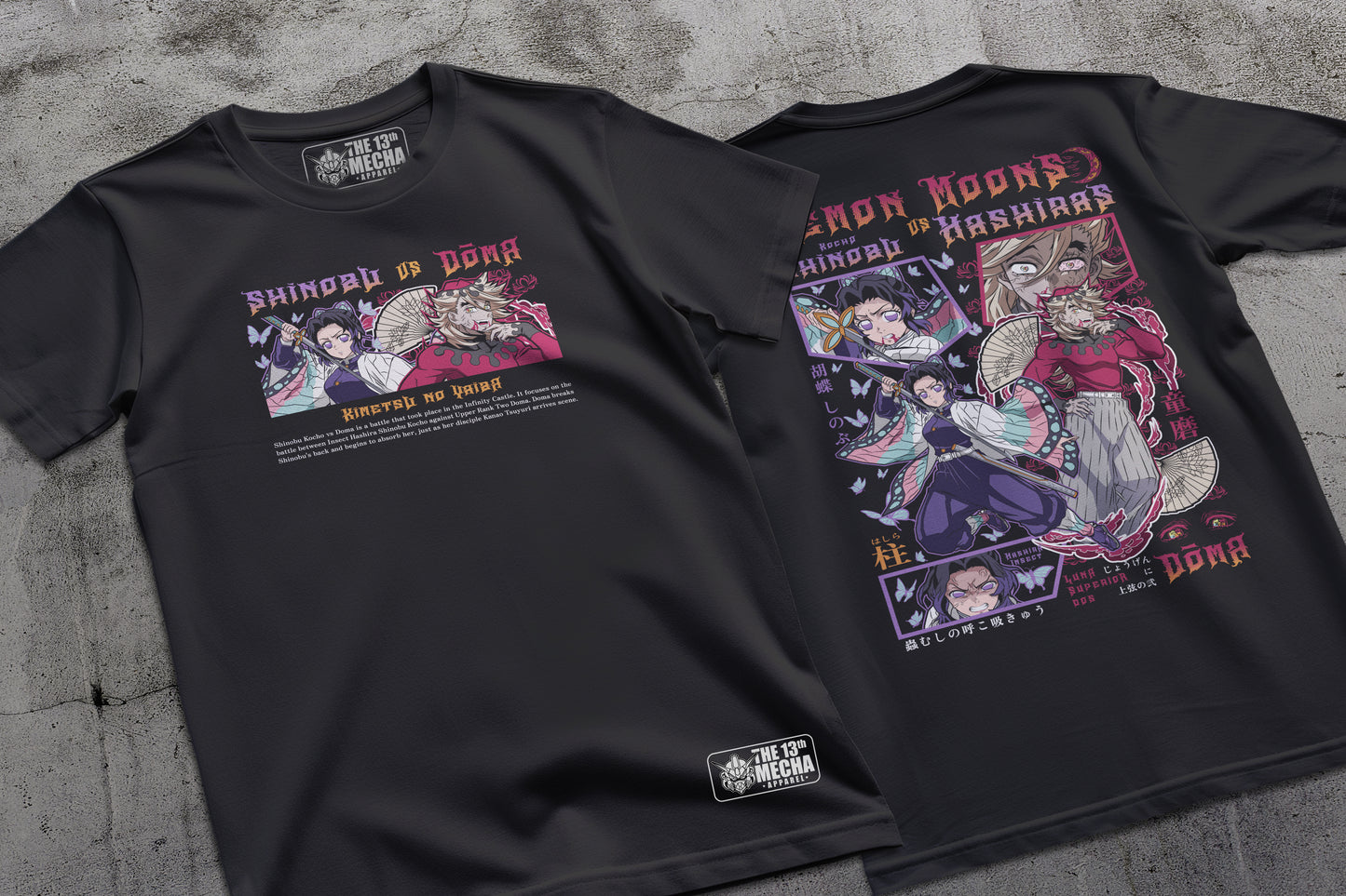 Demon Slayer - Doma vs Shinobu 01 Premium Anime Design, High Quality DTF Print, 100% Cotton Shirt
