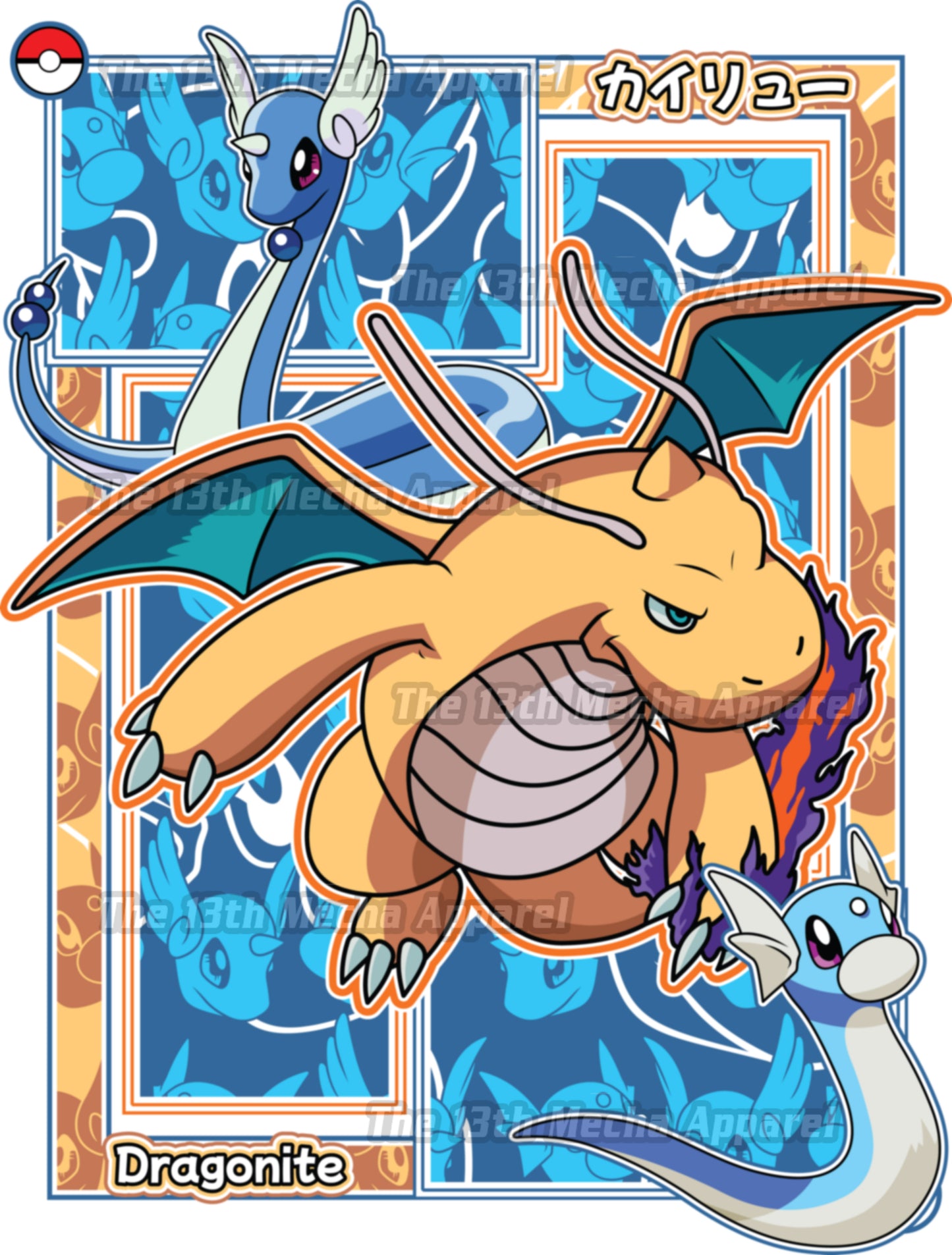Pokemon - Dragonite 01 Premium Anime Design, High Quality DTF Print, 100% Cotton Shirt