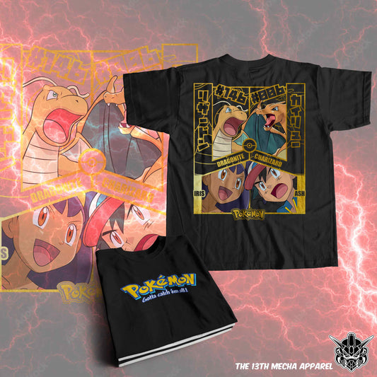 Pokemon - Dragonite vs Charizard 01 Premium Anime Design, High Quality DTF Print, 100% Cotton Shirt