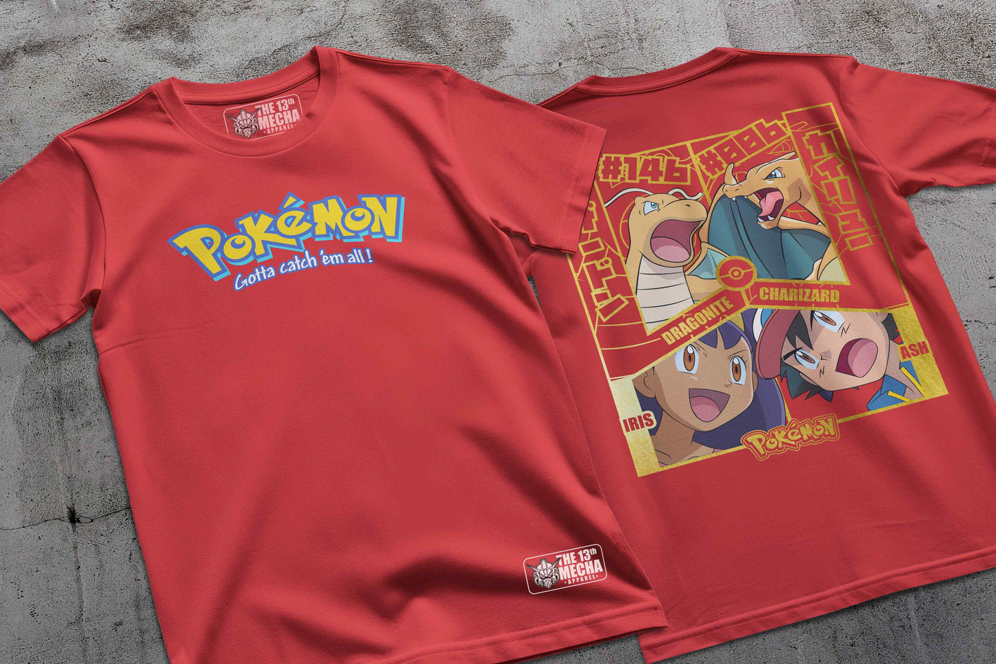 Pokemon - Dragonite vs Charizard 01 Premium Anime Design, High Quality DTF Print, 100% Cotton Shirt