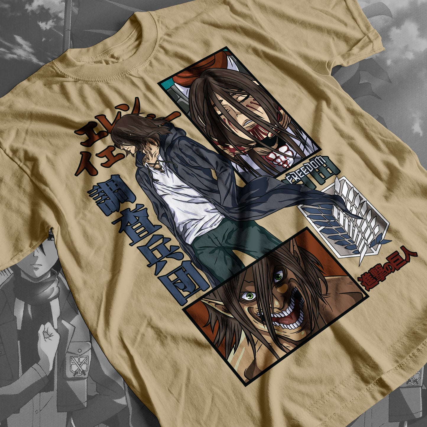 Attack on Titan - Eren 01 Premium Anime Design, High Quality DTF Print, 100% Cotton Shirt