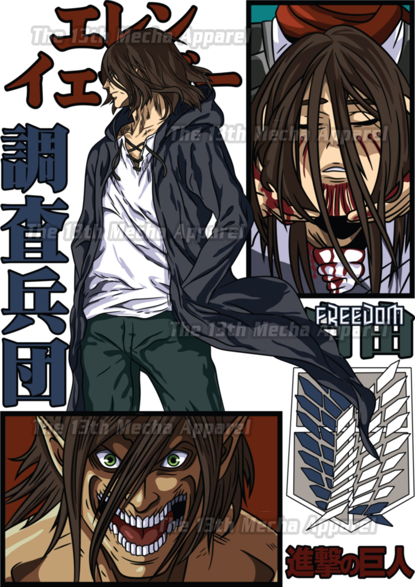 Attack on Titan - Eren 01 Premium Anime Design, High Quality DTF Print, 100% Cotton Shirt