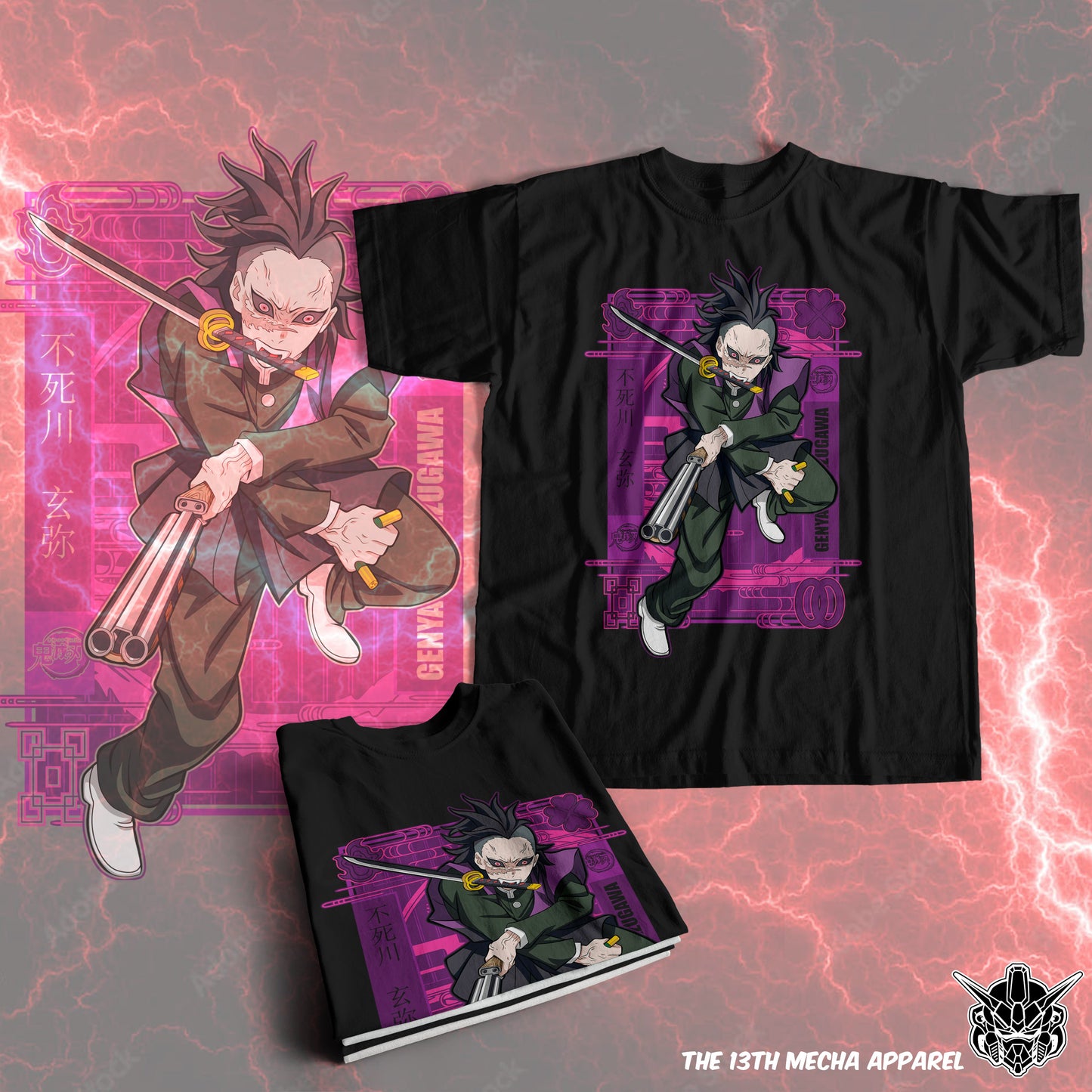 Demon Slayer - Genya Shinazugawa 01 Premium Anime Design, High Quality DTF Print, 100% Cotton Shirt