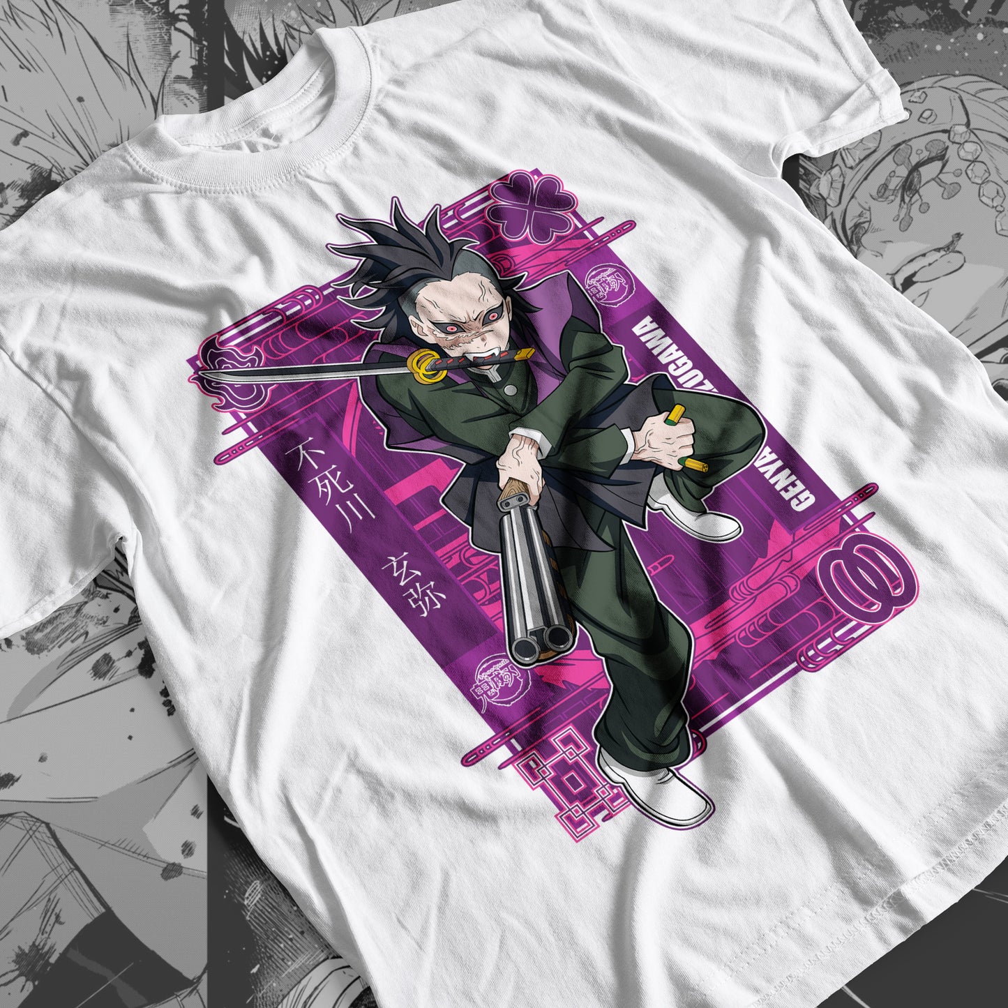 Demon Slayer - Genya Shinazugawa 01 Premium Anime Design, High Quality DTF Print, 100% Cotton Shirt