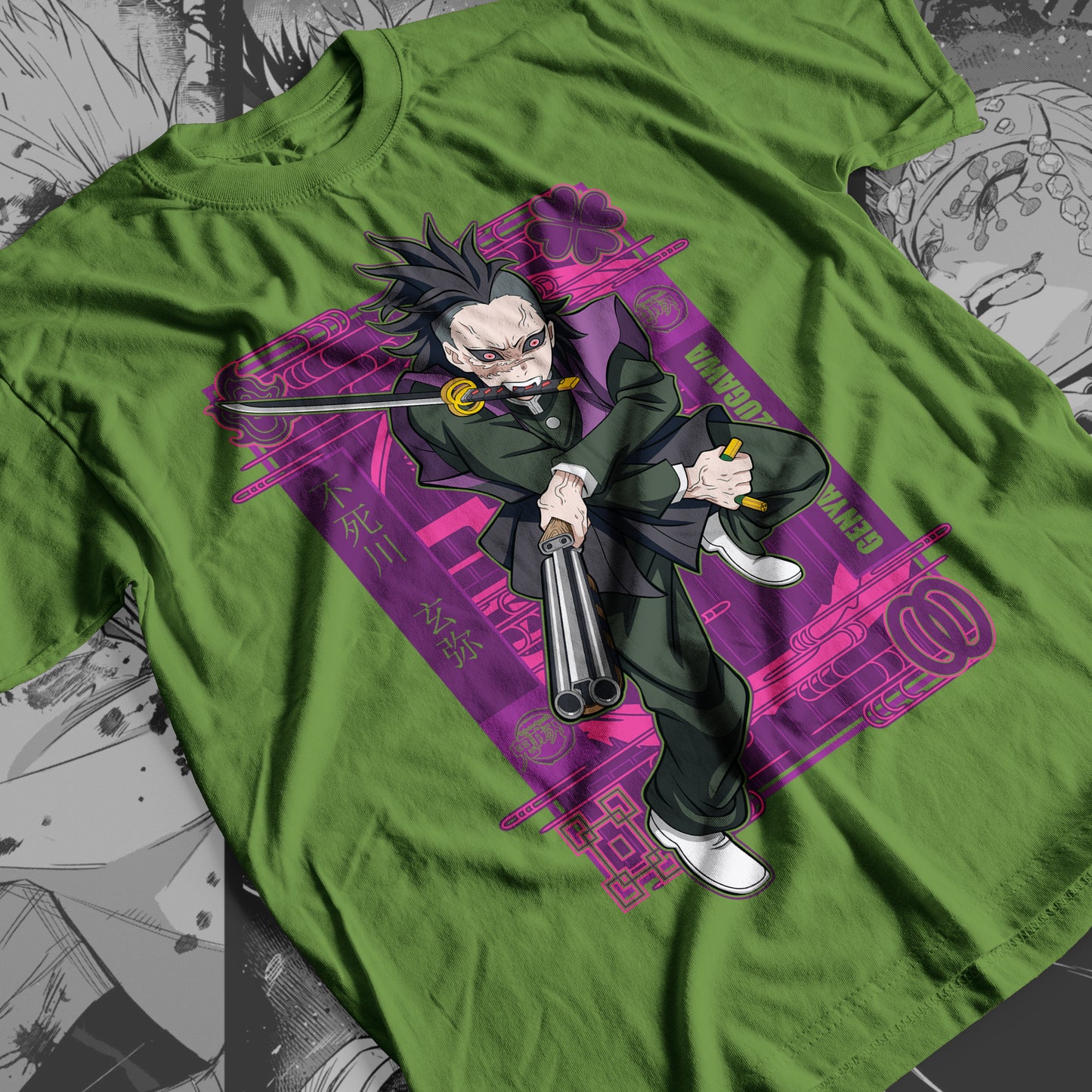 Demon Slayer - Genya Shinazugawa 01 Premium Anime Design, High Quality DTF Print, 100% Cotton Shirt