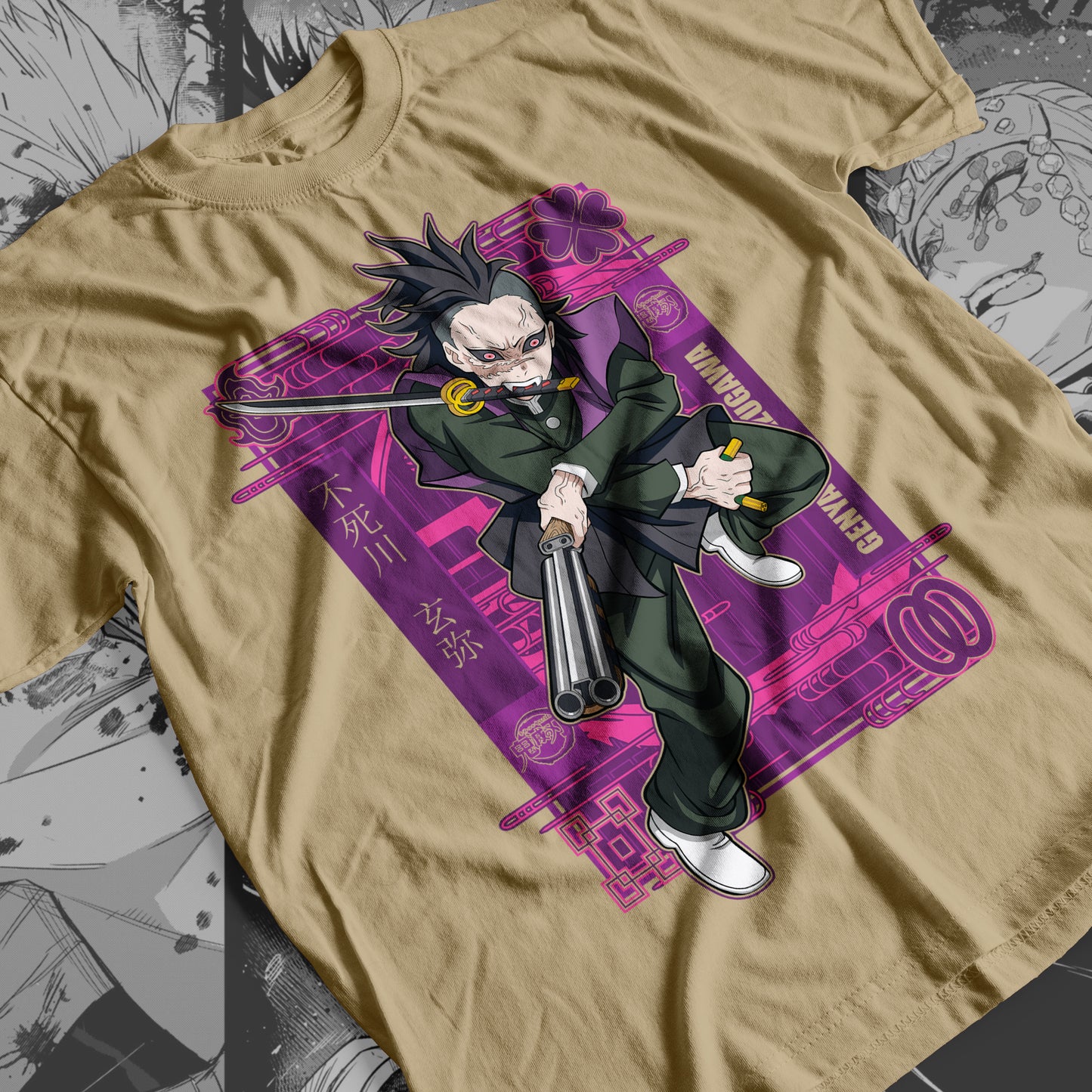 Demon Slayer - Genya Shinazugawa 01 Premium Anime Design, High Quality DTF Print, 100% Cotton Shirt