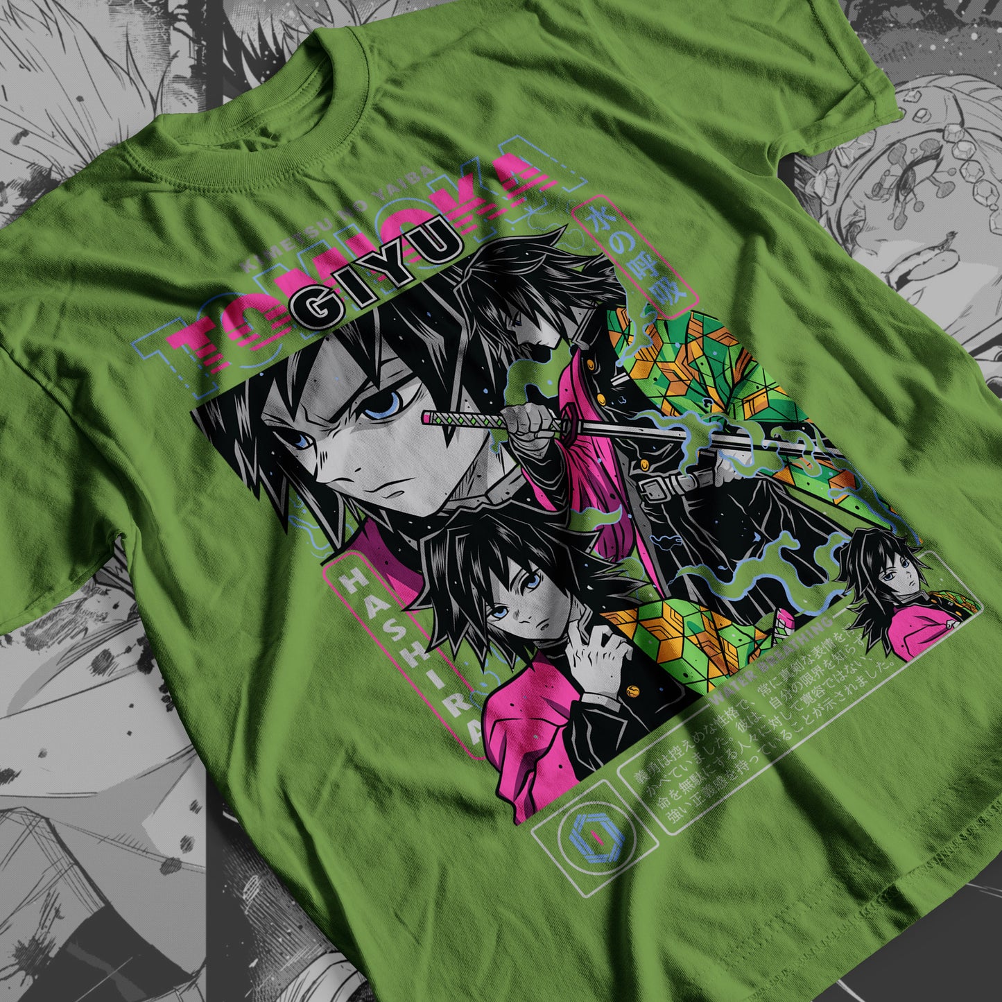 Demon Slayer - Giyu Tomioka 01 Premium Anime Design, High Quality DTF Print, 100% Cotton Shirt