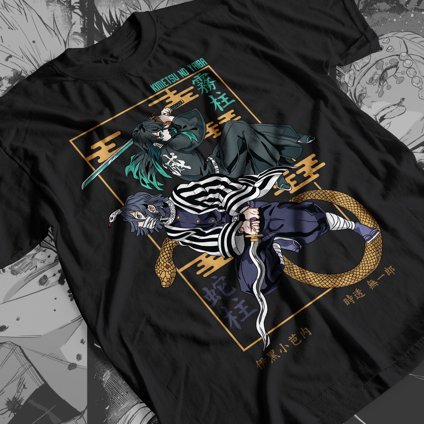 Demon Slayer - Iguro and Tokito 01 Premium Anime Design, High Quality DTF Print, 100% Cotton Shirt