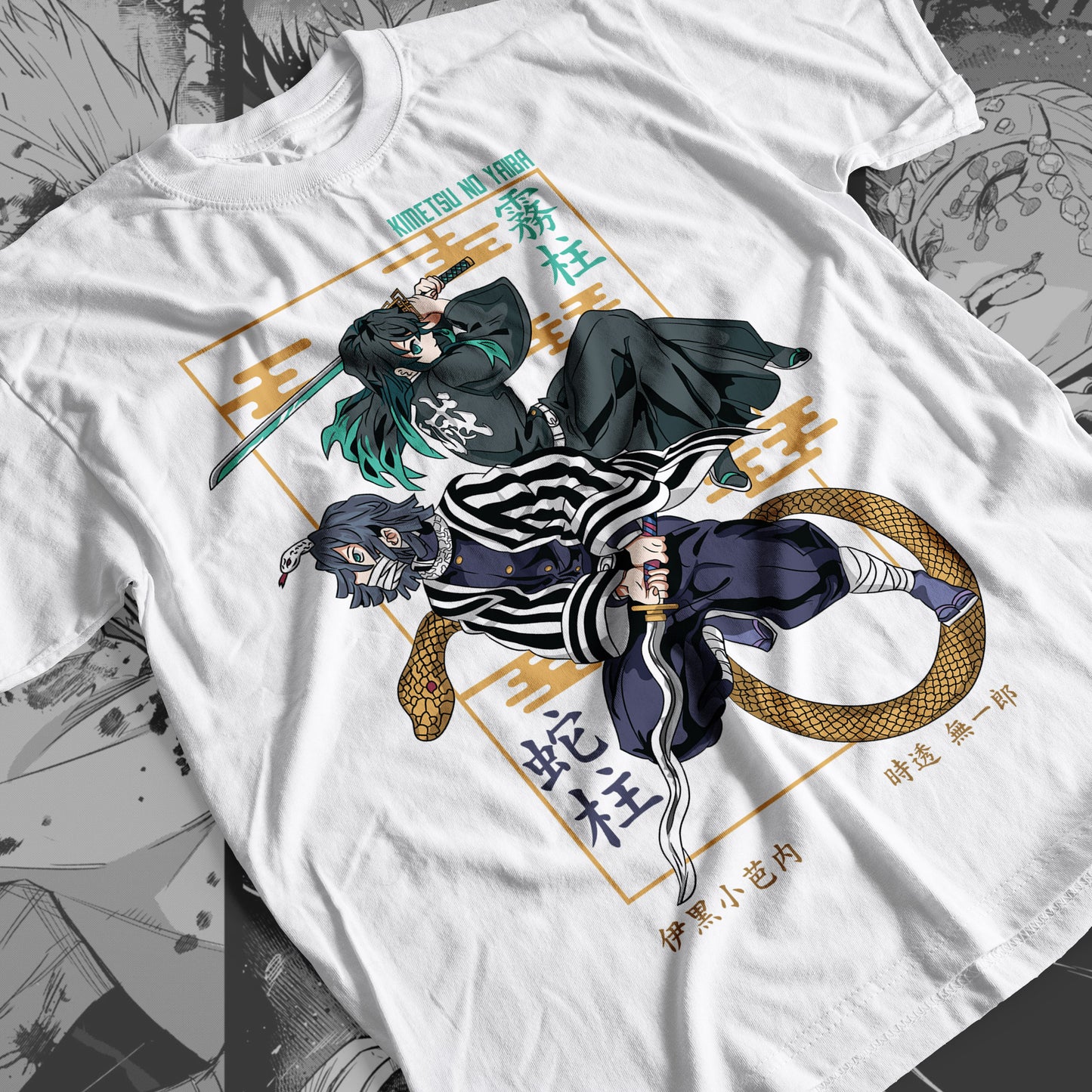 Demon Slayer - Iguro and Tokito 01 Premium Anime Design, High Quality DTF Print, 100% Cotton Shirt