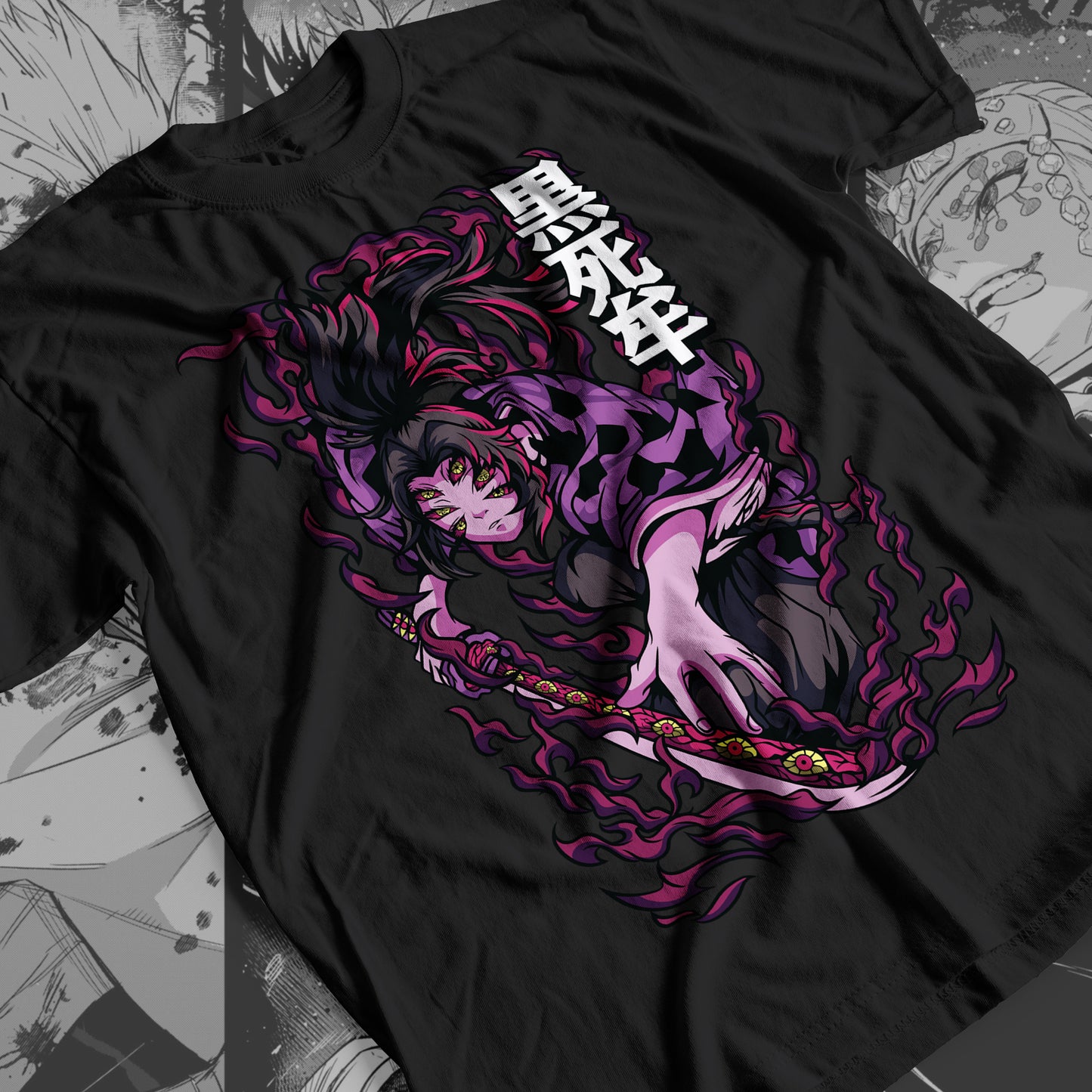 Demon Slayer - Kokushibo 03 Premium Anime Design, High Quality DTF Print, 100% Cotton Shirt
