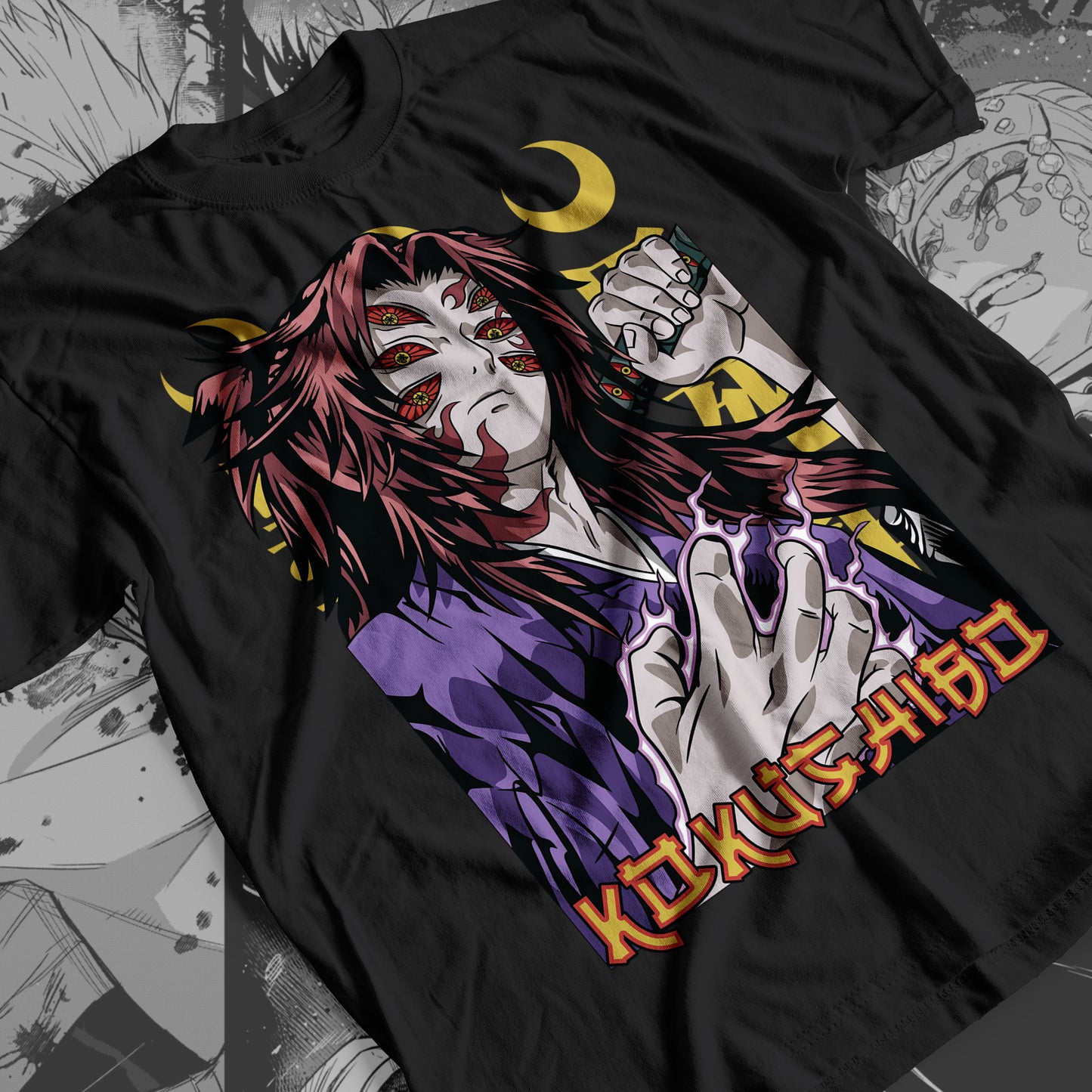 Demon Slayer - Kokushibo 01 Premium Anime Design, High Quality DTF Print, 100% Cotton Shirt