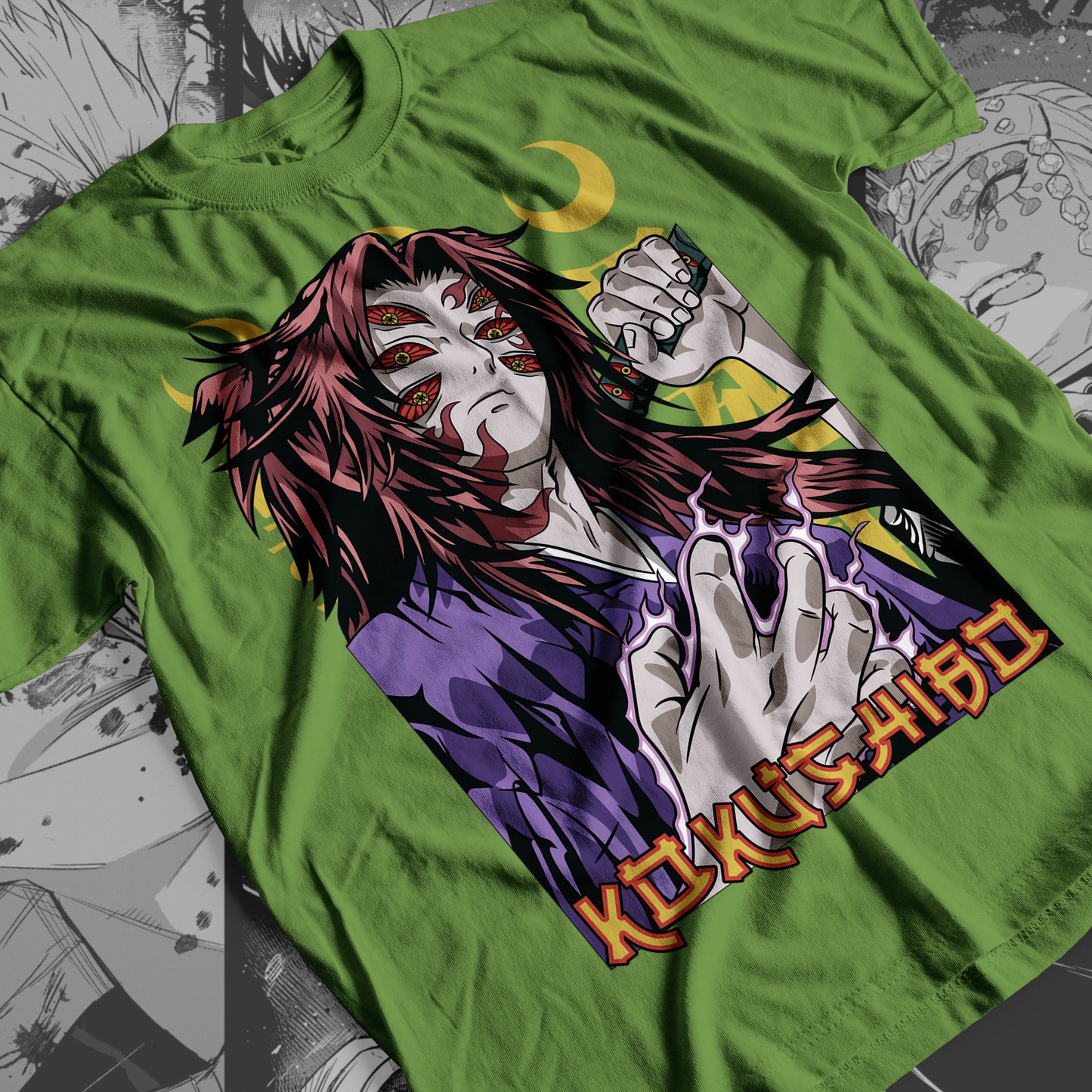 Demon Slayer - Kokushibo 01 Premium Anime Design, High Quality DTF Print, 100% Cotton Shirt
