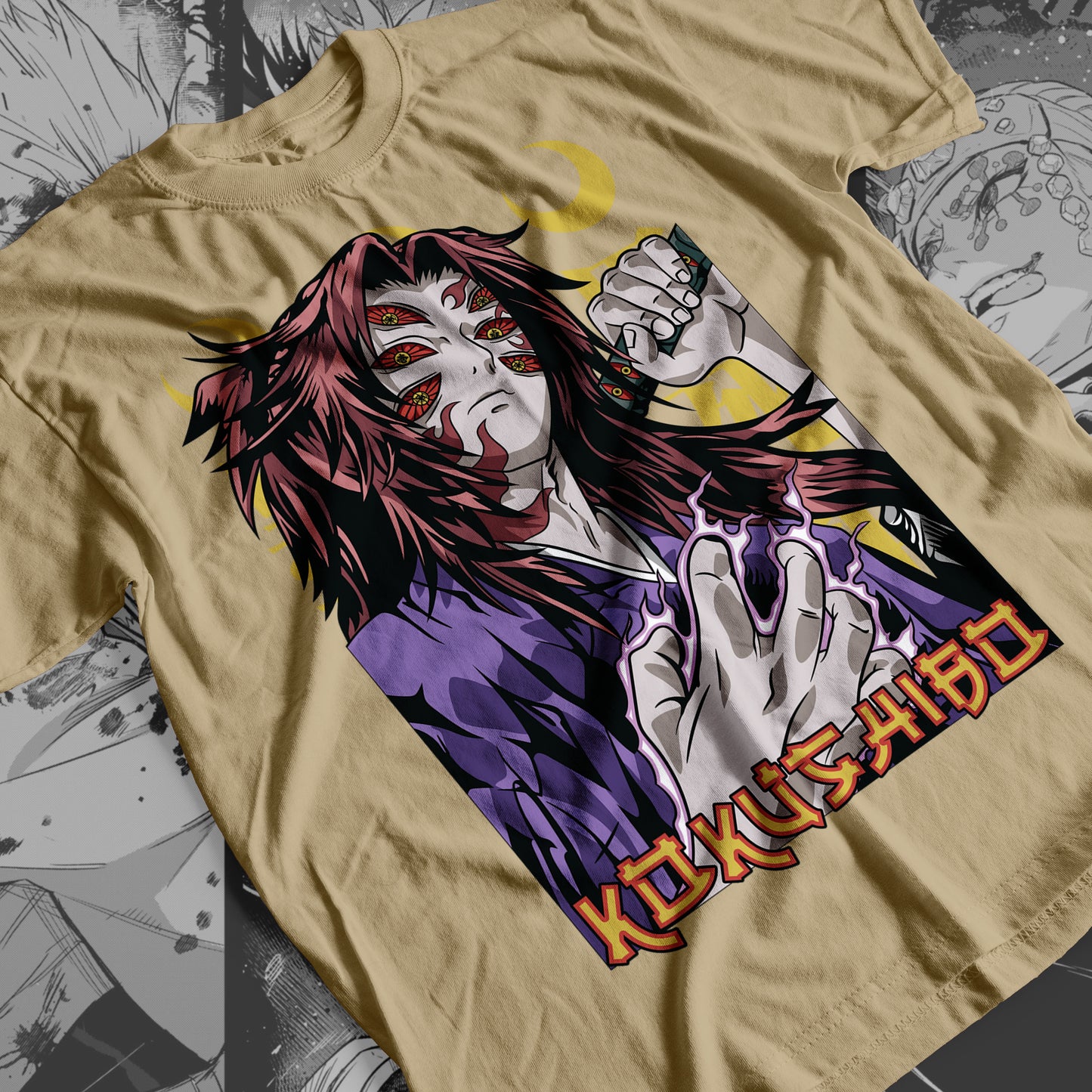 Demon Slayer - Kokushibo 01 Premium Anime Design, High Quality DTF Print, 100% Cotton Shirt