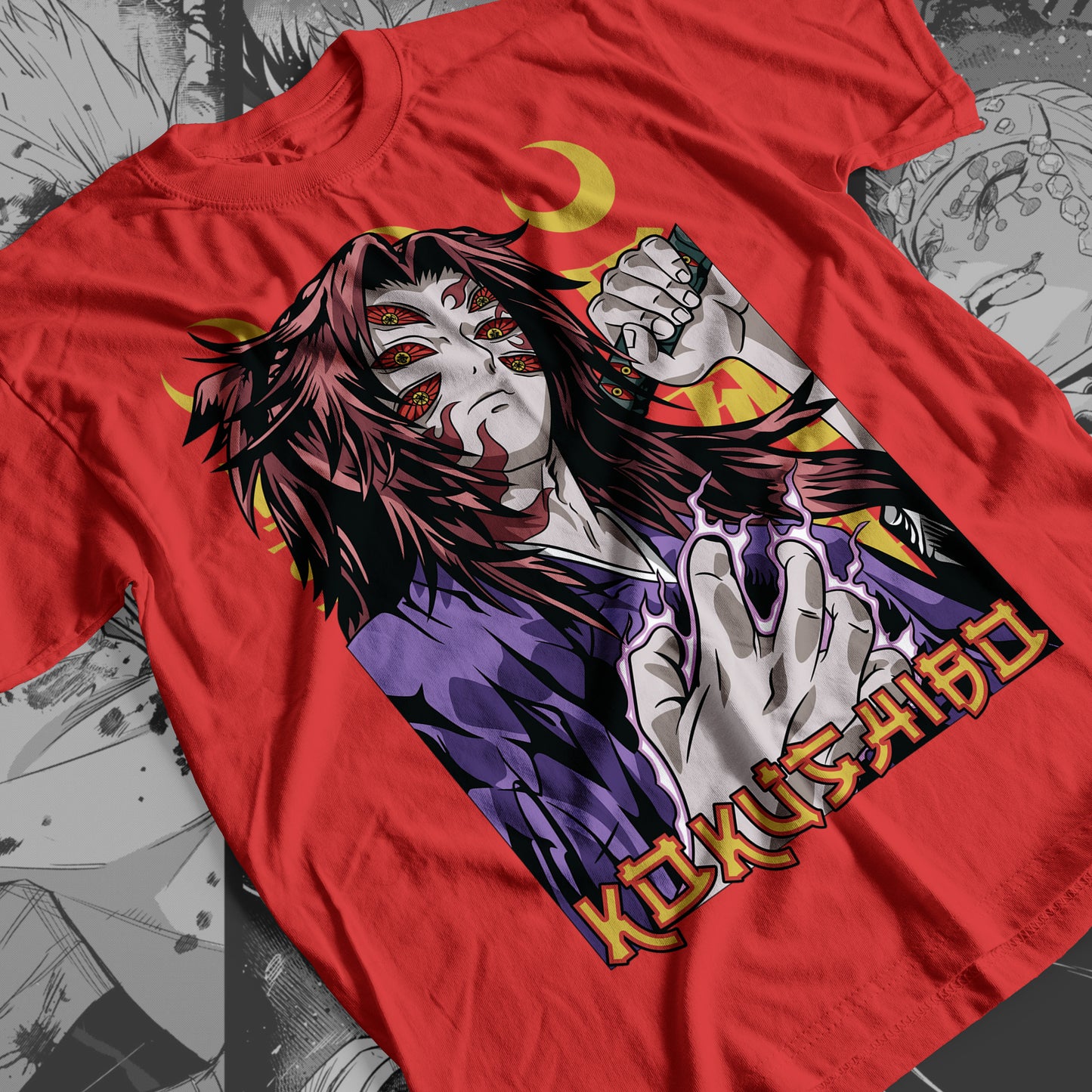 Demon Slayer - Kokushibo 01 Premium Anime Design, High Quality DTF Print, 100% Cotton Shirt