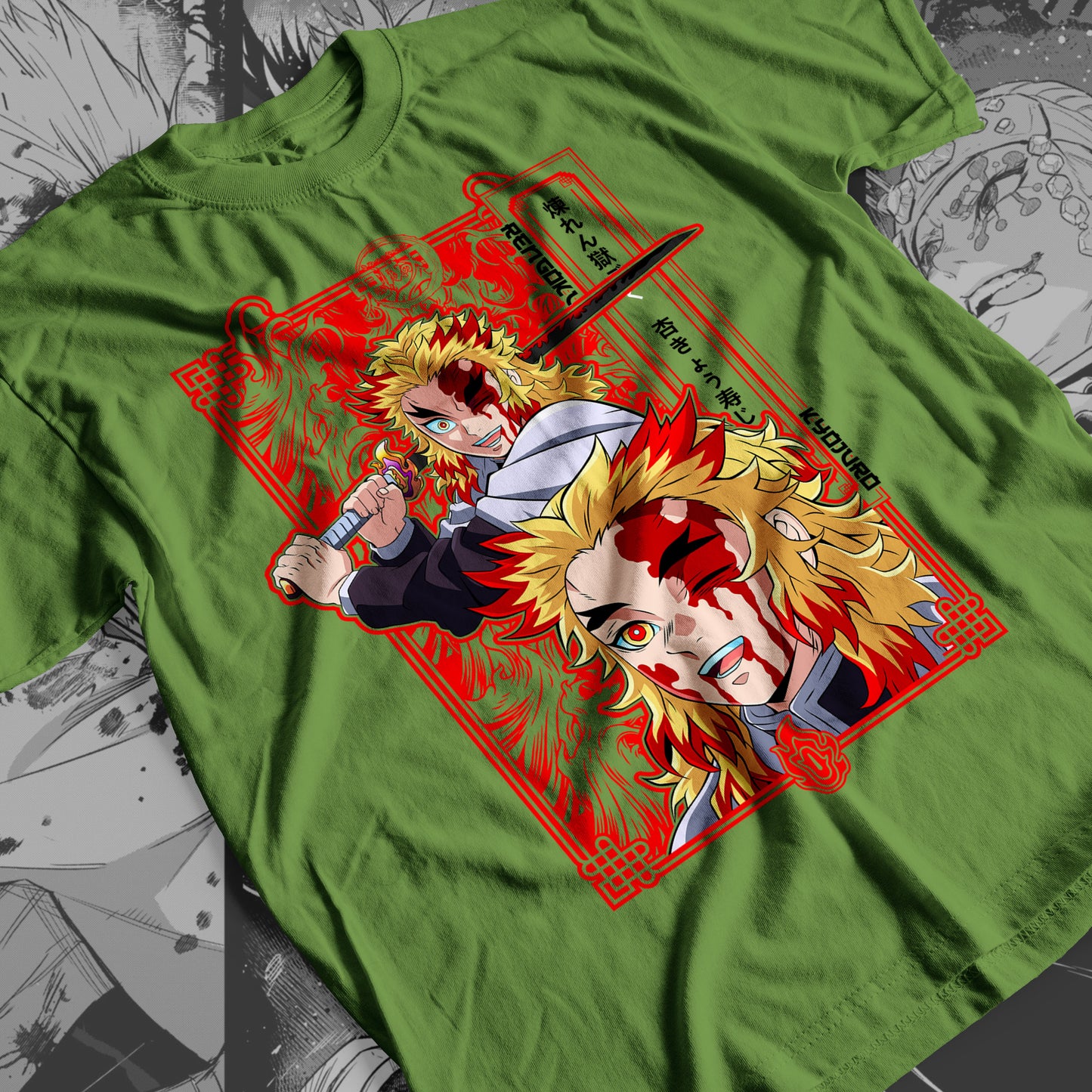Demon Slayer - Kyojuro Rengoku 01 Premium Anime Design, High Quality DTF Print, 100% Cotton Shirt