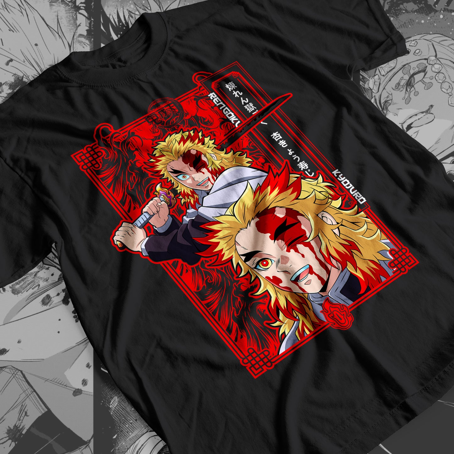 Demon Slayer - Kyojuro Rengoku 01 Premium Anime Design, High Quality DTF Print, 100% Cotton Shirt