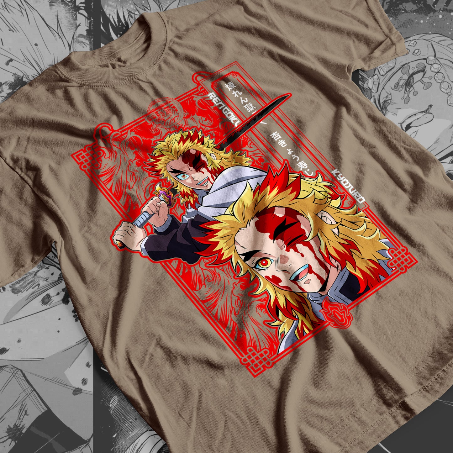 Demon Slayer - Kyojuro Rengoku 01 Premium Anime Design, High Quality DTF Print, 100% Cotton Shirt
