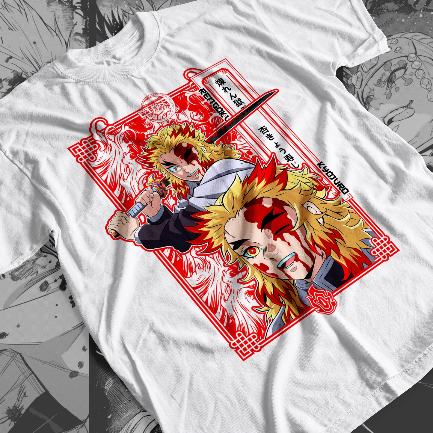 Demon Slayer - Kyojuro Rengoku 01 Premium Anime Design, High Quality DTF Print, 100% Cotton Shirt