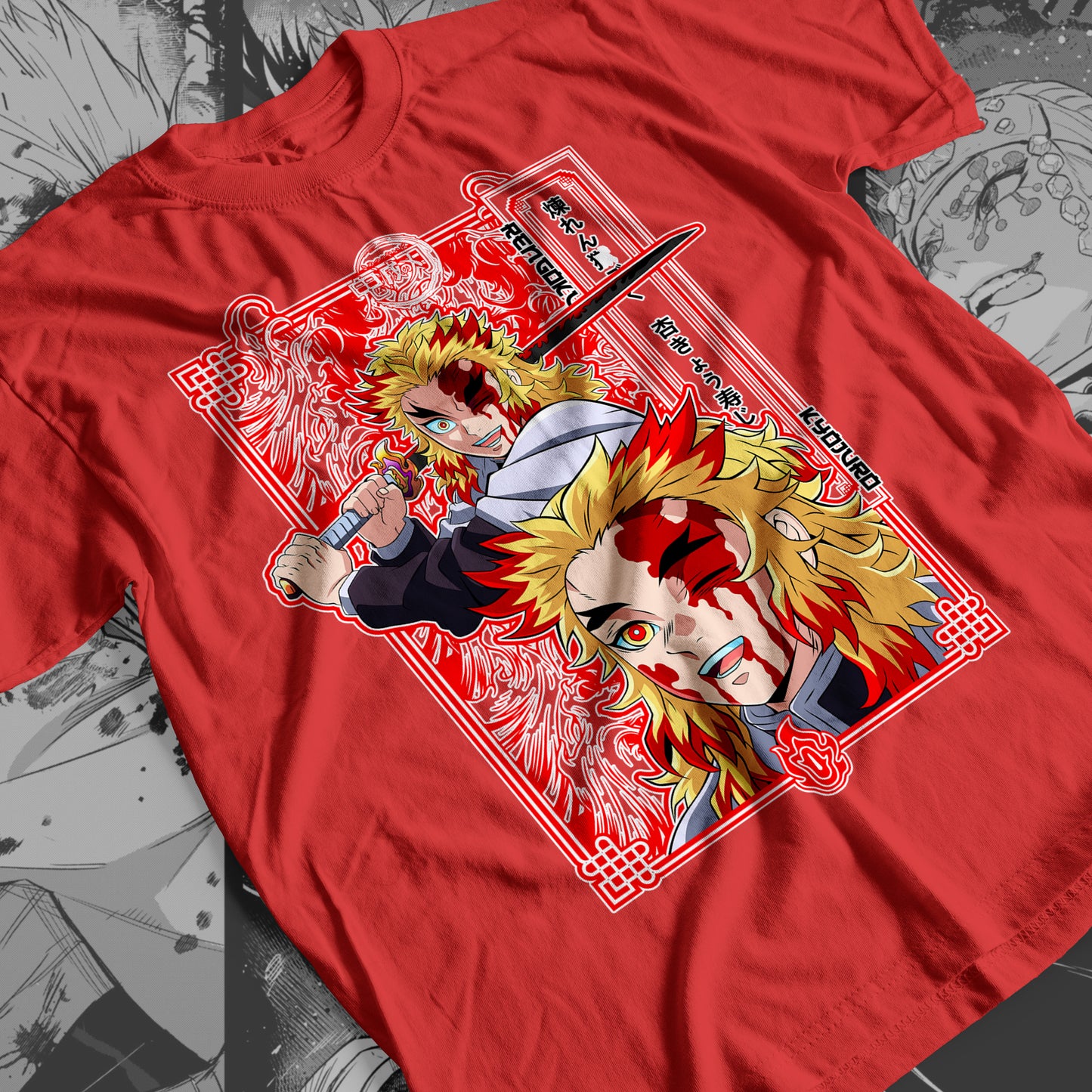 Demon Slayer - Kyojuro Rengoku 01 Premium Anime Design, High Quality DTF Print, 100% Cotton Shirt