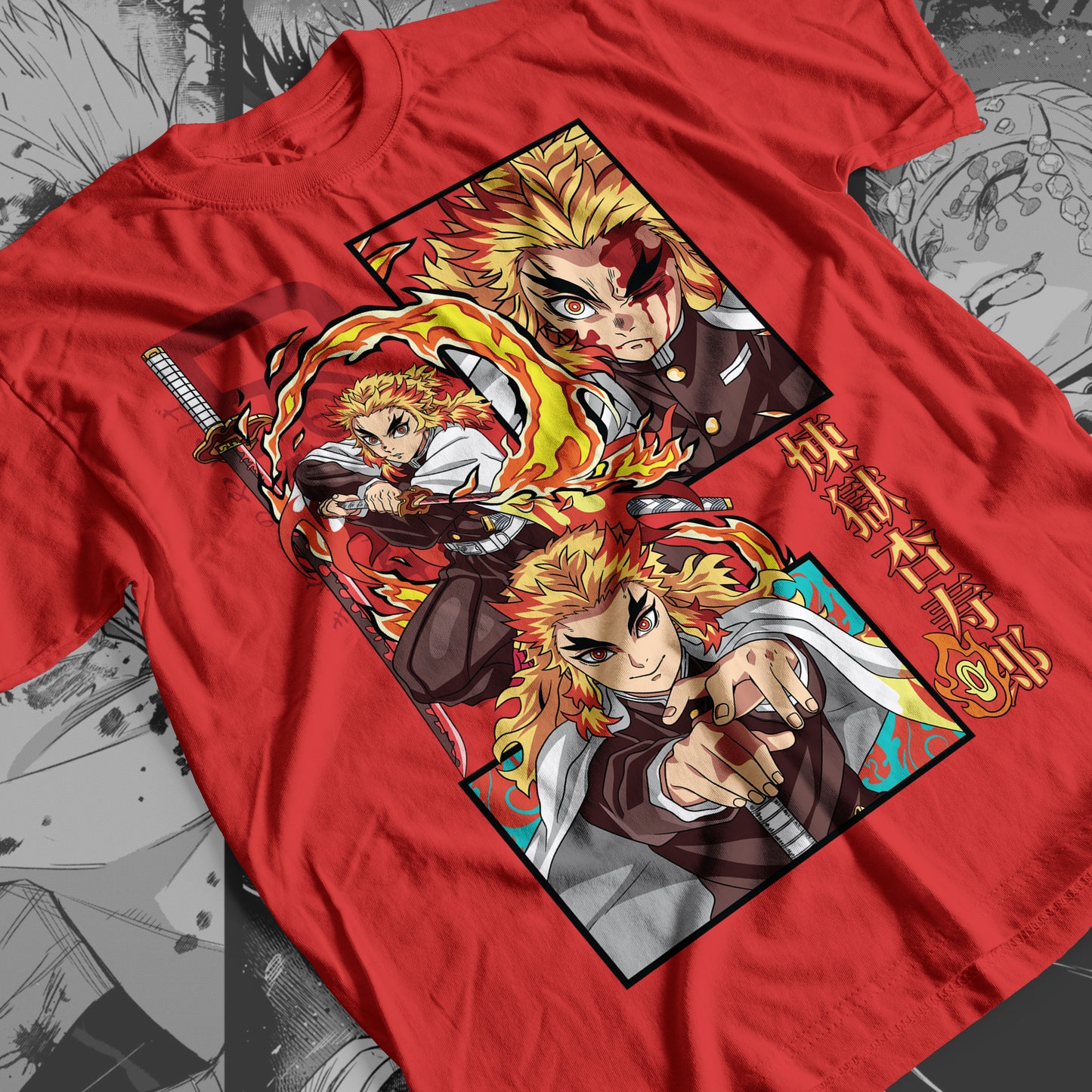Demon Slayer - Kyojuro Rengoku 02 Premium Anime Design, High Quality DTF Print, 100% Cotton Shirt