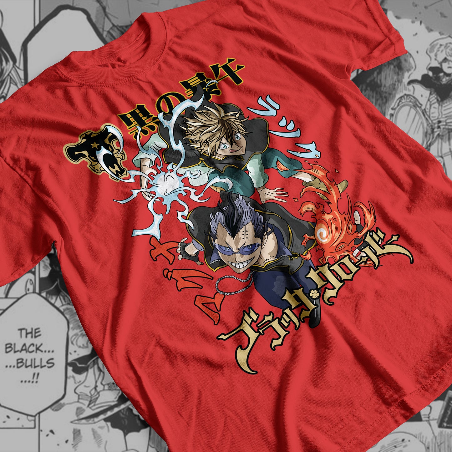 Black Clover - Lucky and Magna 01  Premium Anime Design, High Quality DTF Print, 100% Cotton Shirt