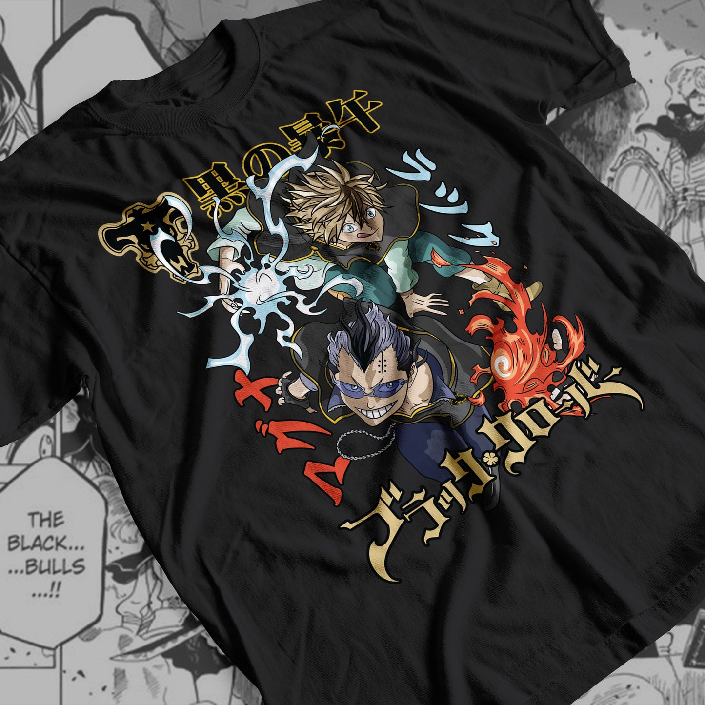 Black Clover - Lucky and Magna 01  Premium Anime Design, High Quality DTF Print, 100% Cotton Shirt