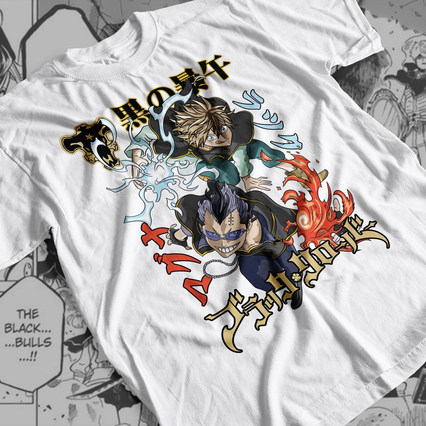 Black Clover - Lucky and Magna 01  Premium Anime Design, High Quality DTF Print, 100% Cotton Shirt
