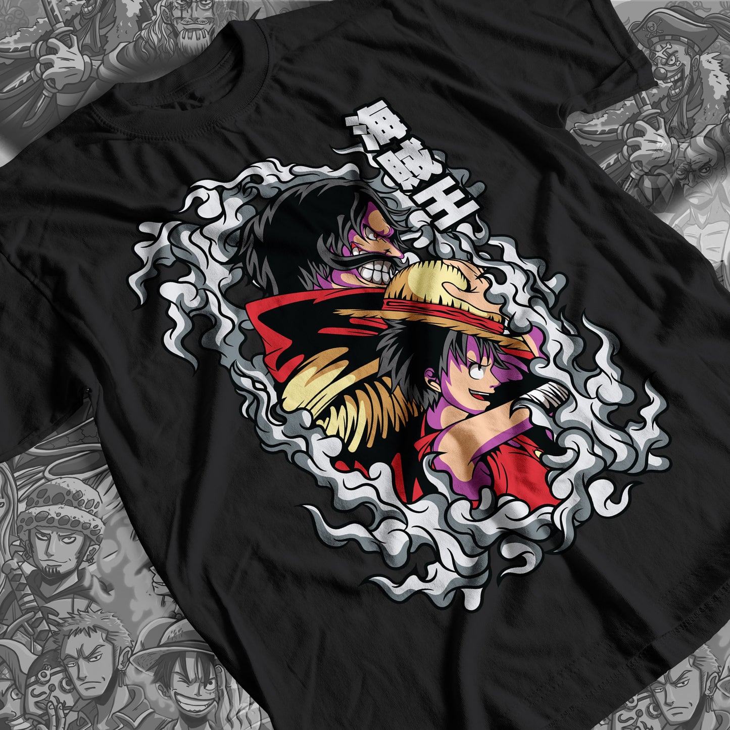 One Piece - Luffy and Gold D Roger One Piece 01 Premium Anime Design, High Quality DTF Print, 100% Cotton Shirt
