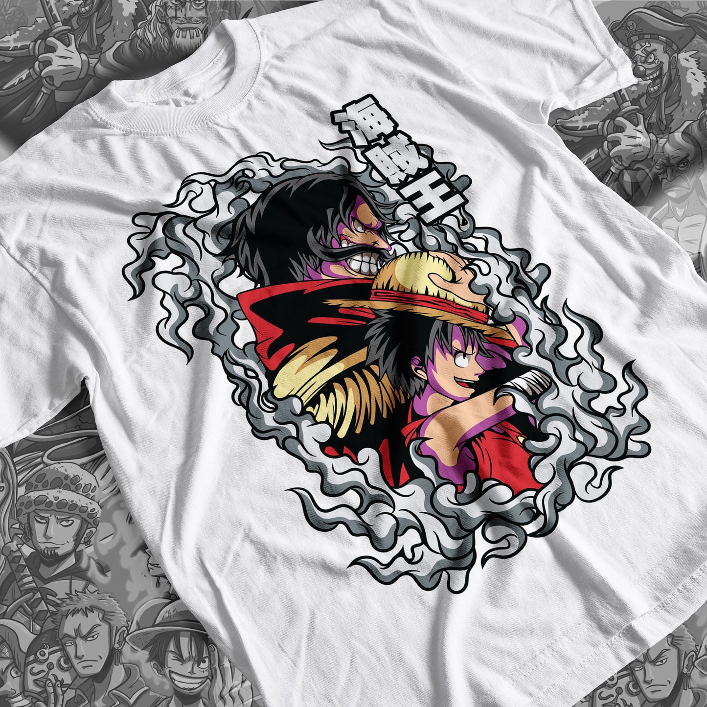 One Piece - Luffy and Gold D Roger One Piece 01 Premium Anime Design, High Quality DTF Print, 100% Cotton Shirt
