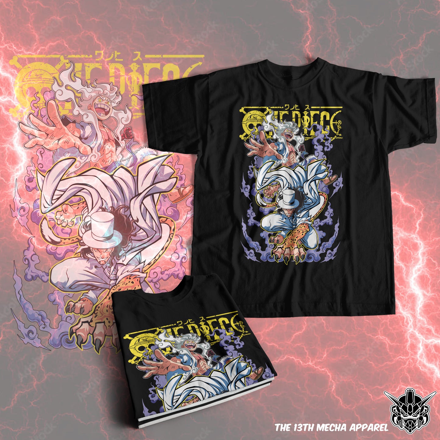 One Piece - Luffy Vs Rob Lucci 01 Premium Anime Design, High Quality DTF Print, 100% Cotton Shirt