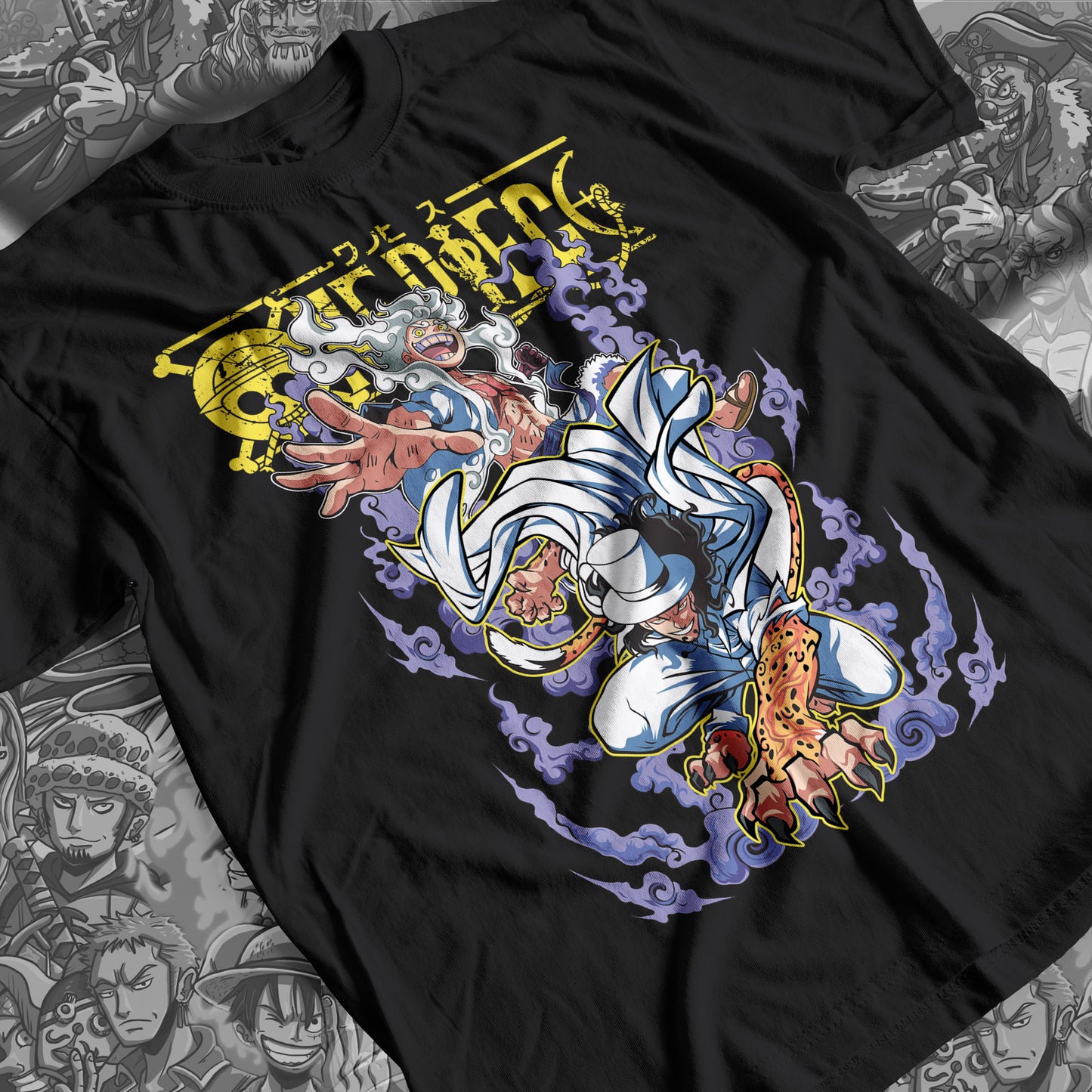 One Piece - Luffy Vs Rob Lucci 01 Premium Anime Design, High Quality DTF Print, 100% Cotton Shirt