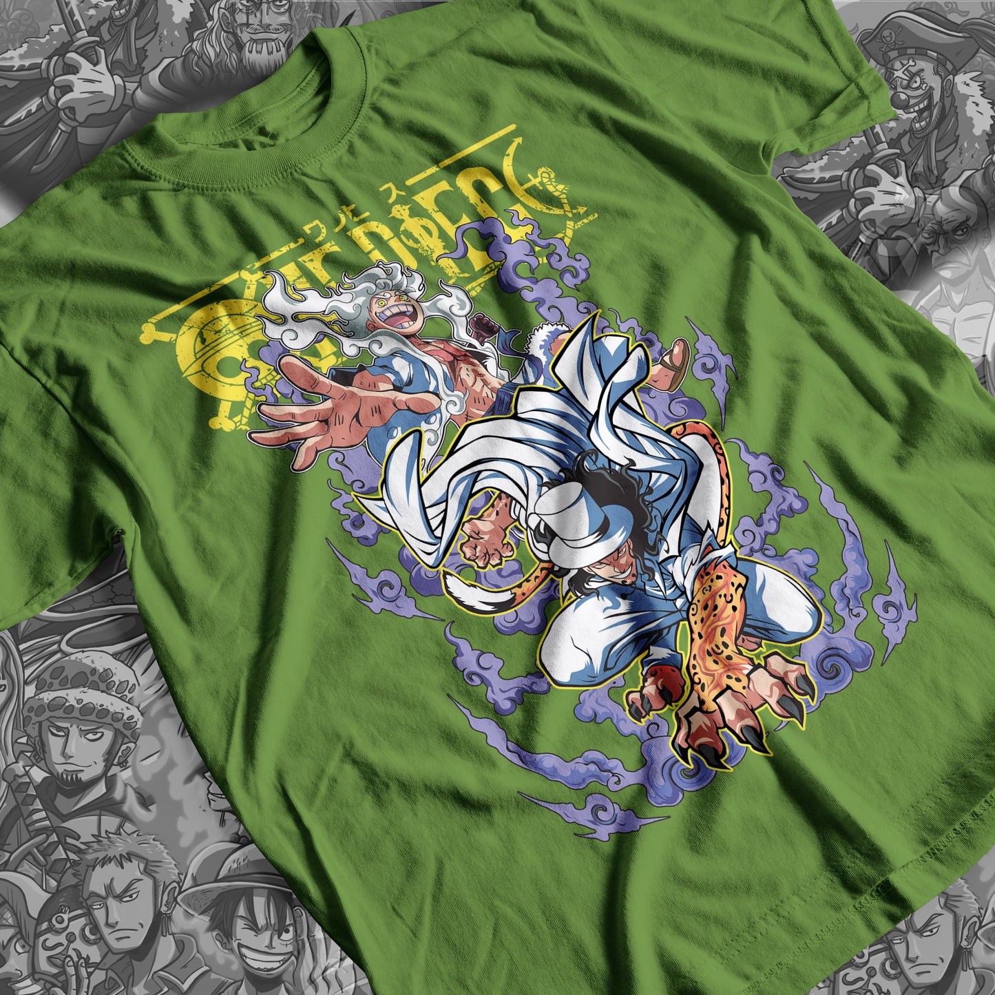 One Piece - Luffy Vs Rob Lucci 01 Premium Anime Design, High Quality DTF Print, 100% Cotton Shirt