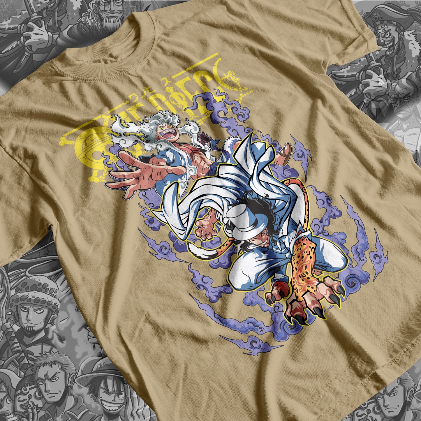 One Piece - Luffy Vs Rob Lucci 01 Premium Anime Design, High Quality DTF Print, 100% Cotton Shirt