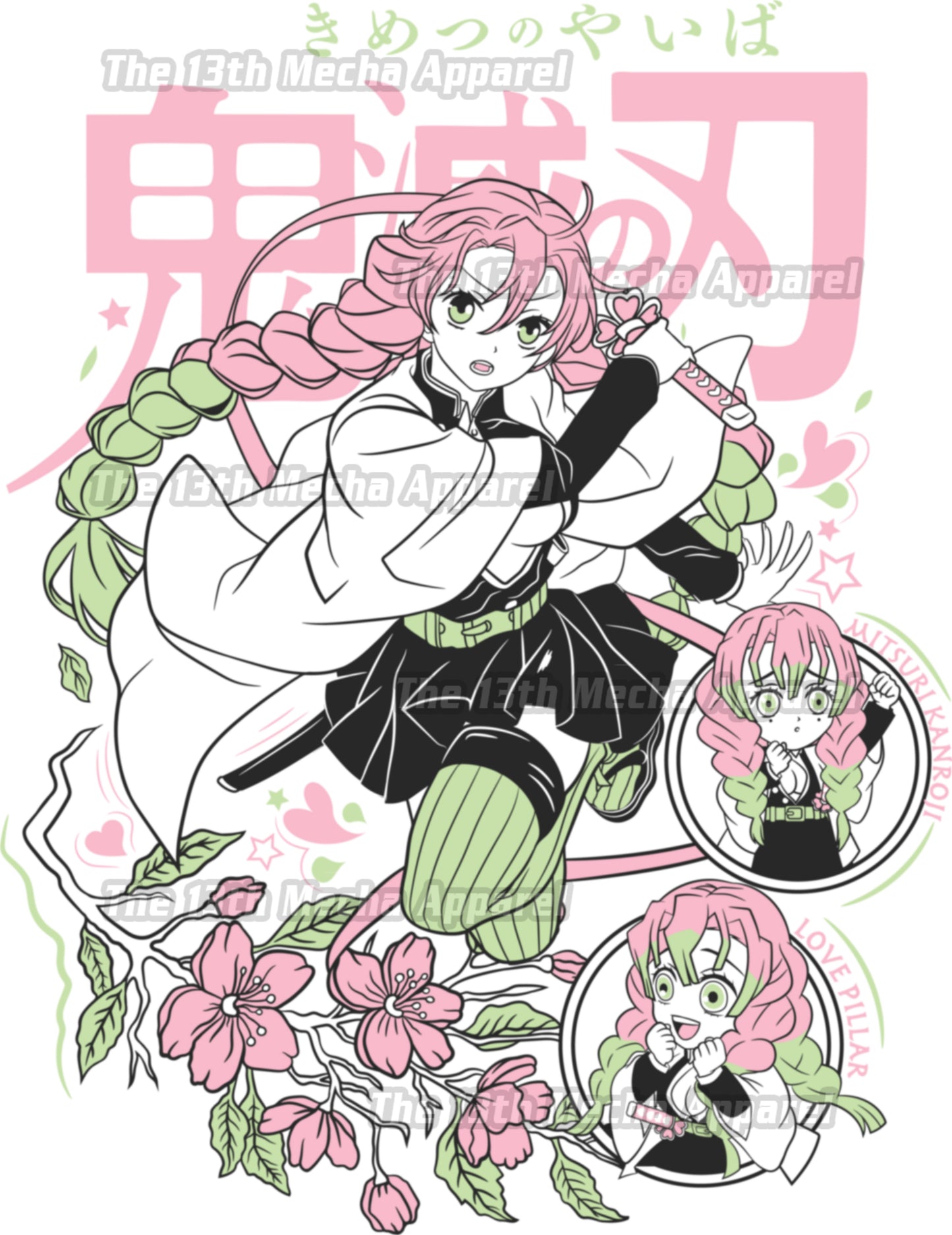 Demon Slayer - Mitsuri Kanroji 02 Premium Anime Design, High Quality DTF Print, 100% Cotton Shirt