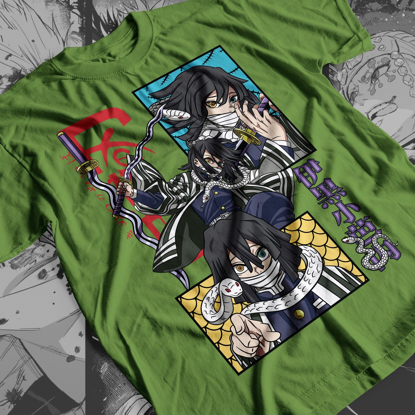 Demon Slayer - Obanai Iguro 01 Premium Anime Design, High Quality DTF Print, 100% Cotton Shirt
