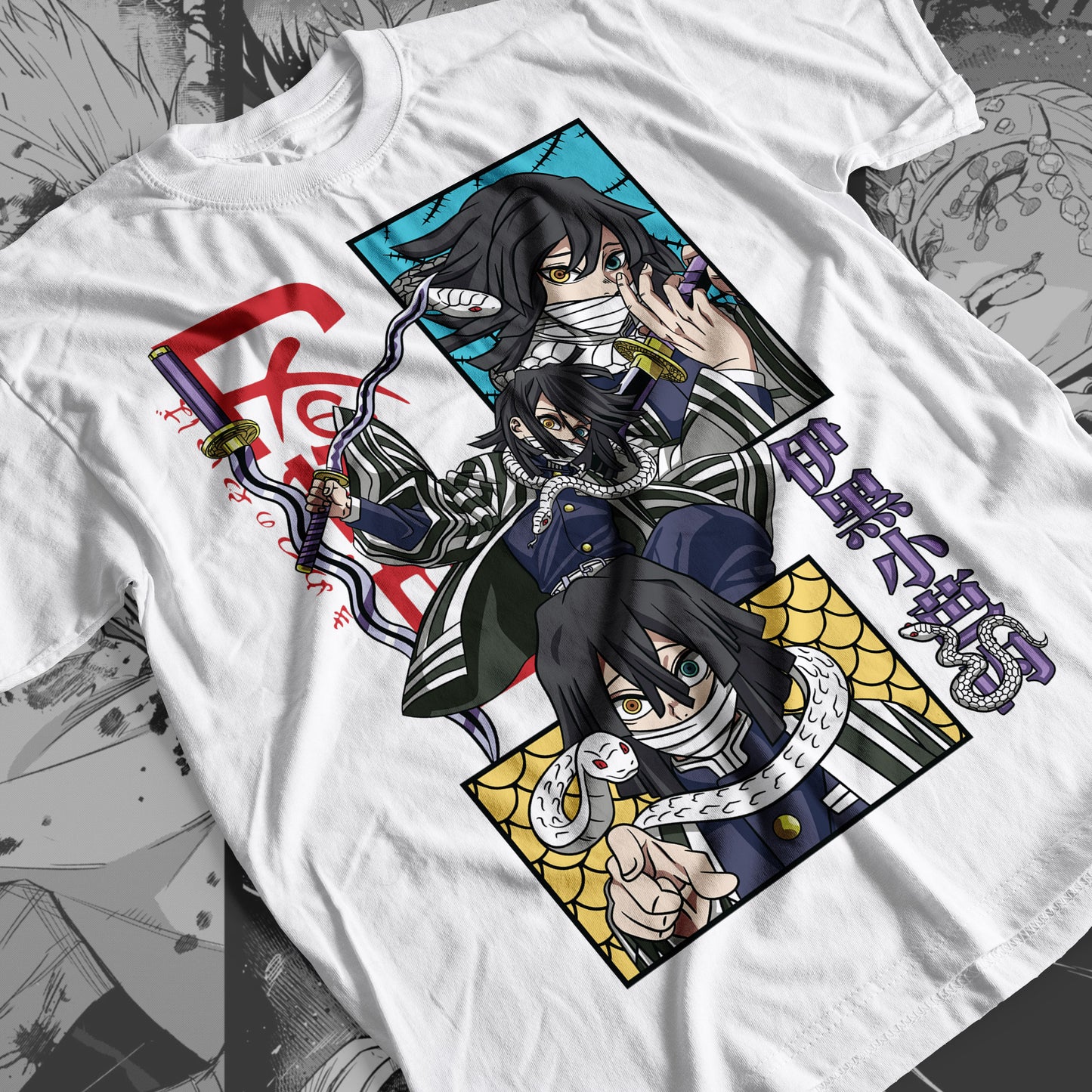 Demon Slayer - Obanai Iguro 01 Premium Anime Design, High Quality DTF Print, 100% Cotton Shirt