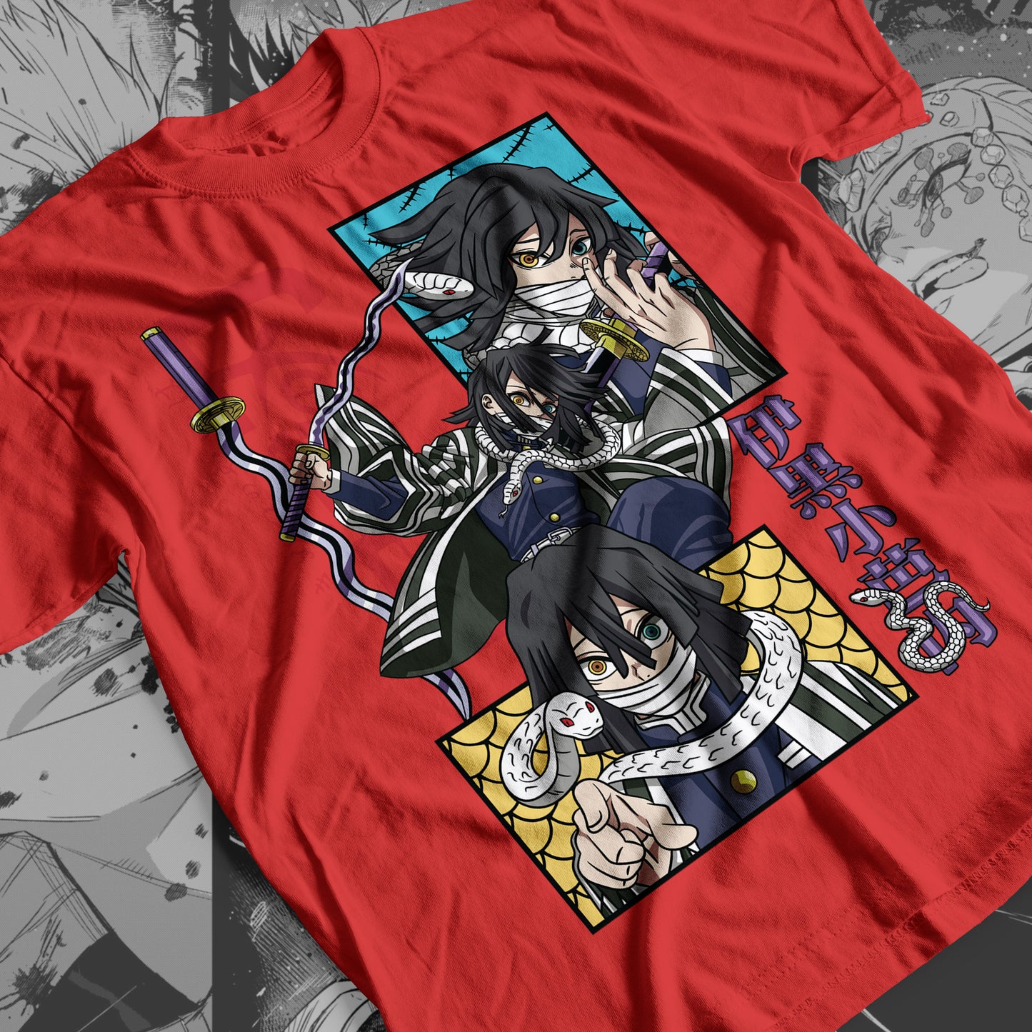 Demon Slayer - Obanai Iguro 01 Premium Anime Design, High Quality DTF Print, 100% Cotton Shirt