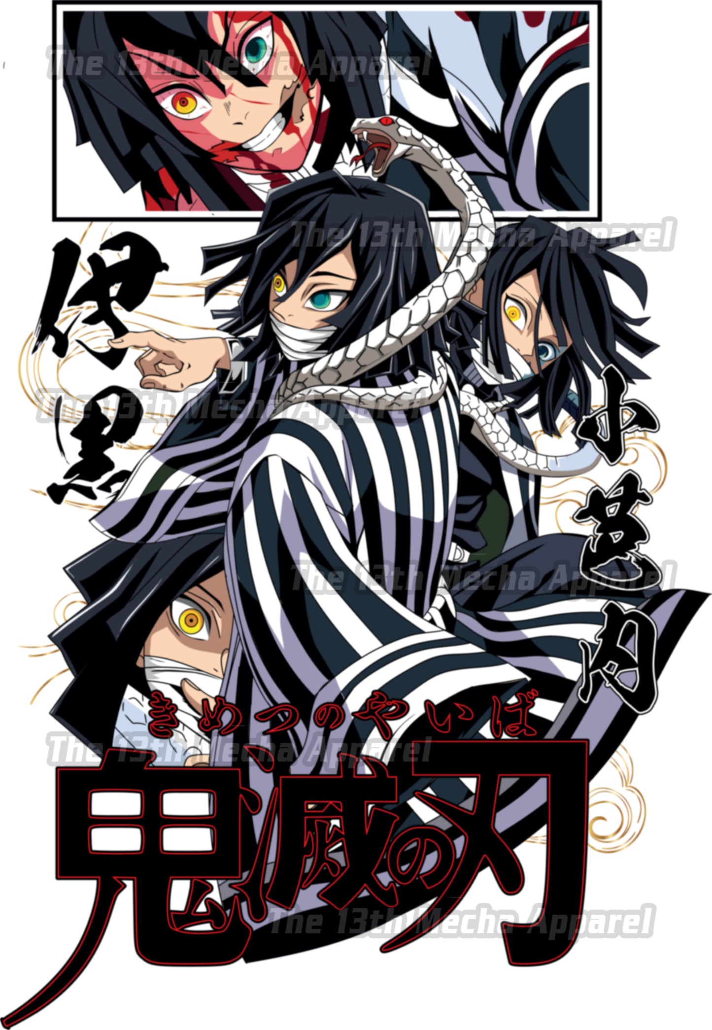 Demon Slayer - Obanai Iguro 05 Premium Anime Design, High Quality DTF Print, 100% Cotton Shirt
