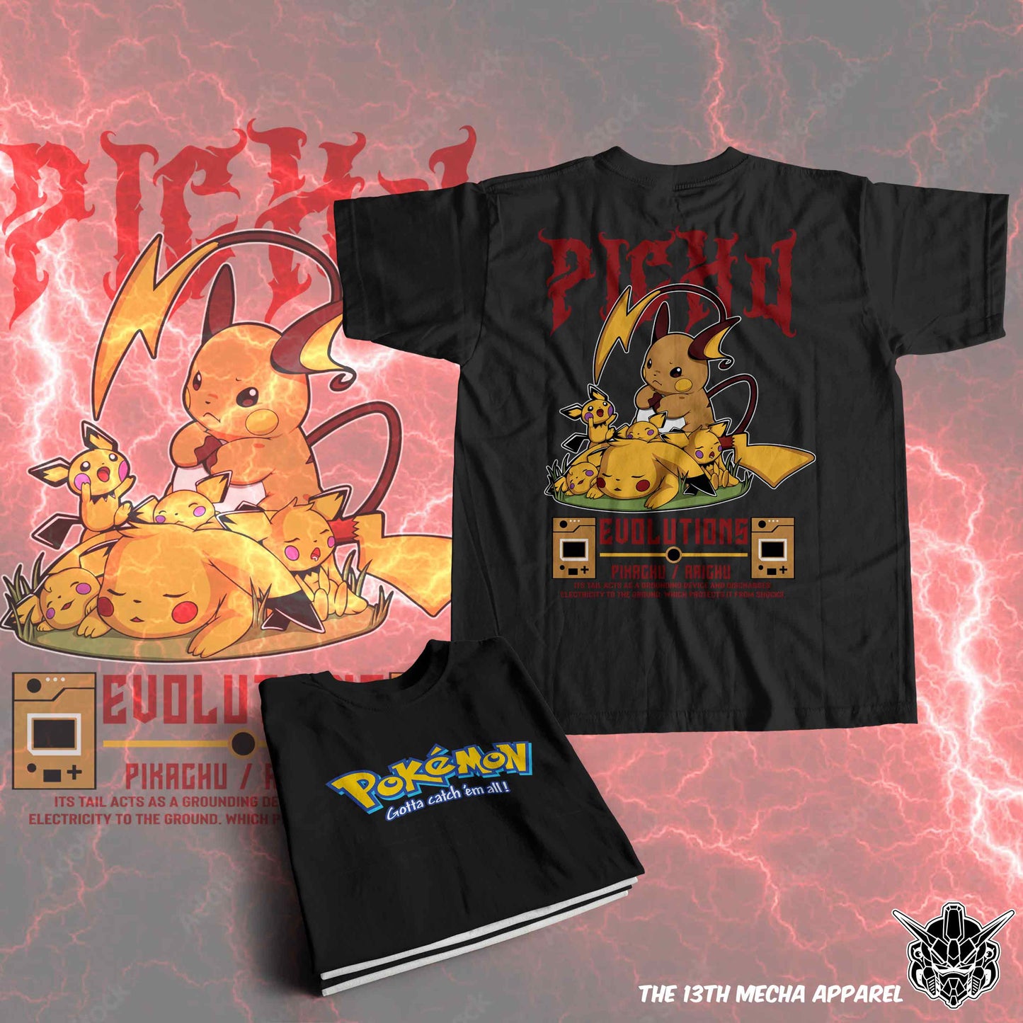 Pokemon - Pikachu 01 Premium Anime Design, High Quality DTF Print, 100% Cotton Shirt