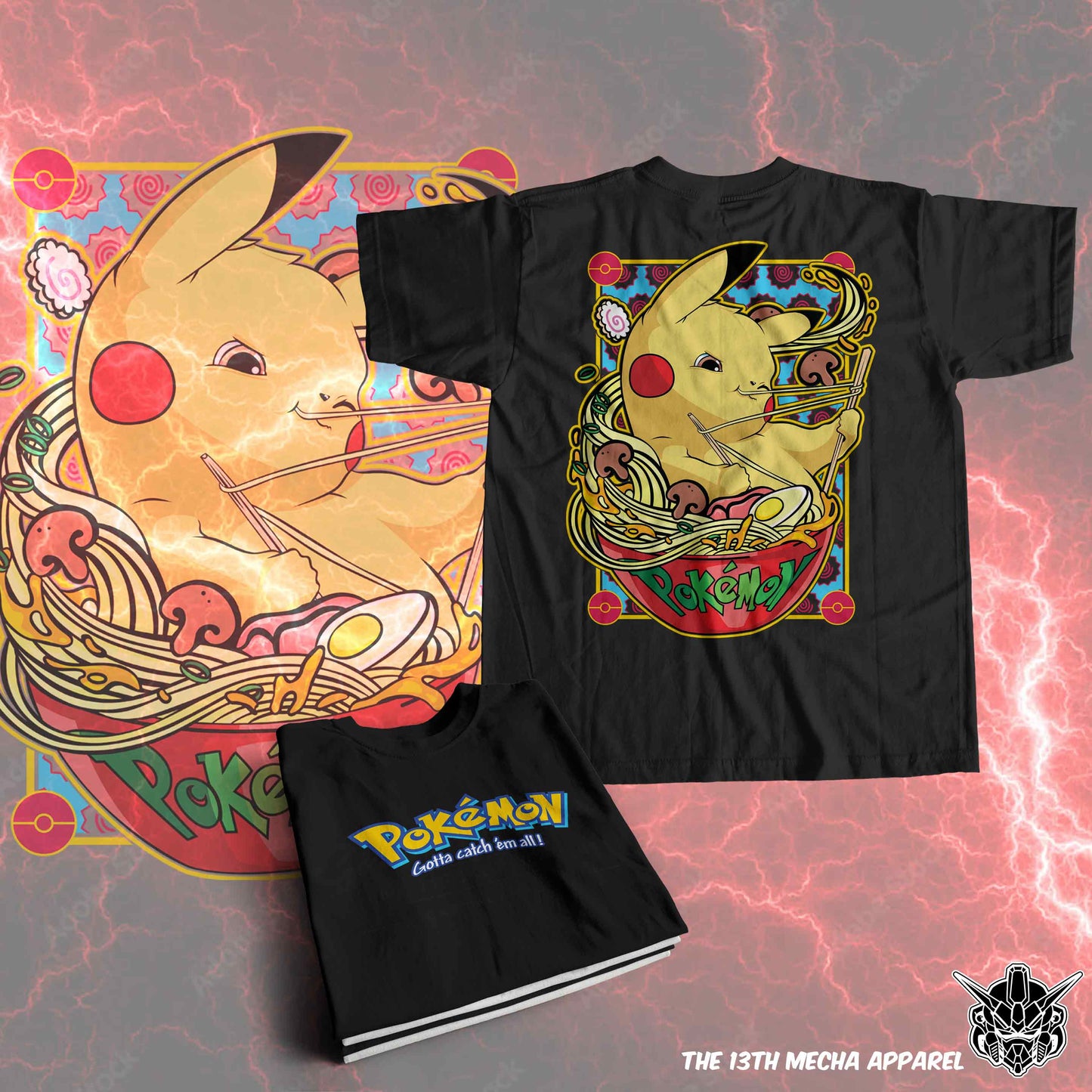 Pokemon - Pikachu 02 Premium Anime Design, High Quality DTF Print, 100% Cotton Shirt