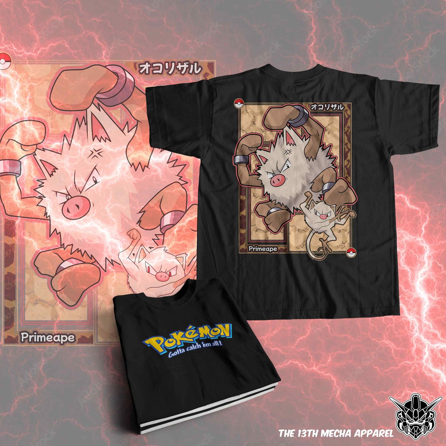 Pokemon - Primeape 01 Premium Anime Design, High Quality DTF Print, 100% Cotton Shirt